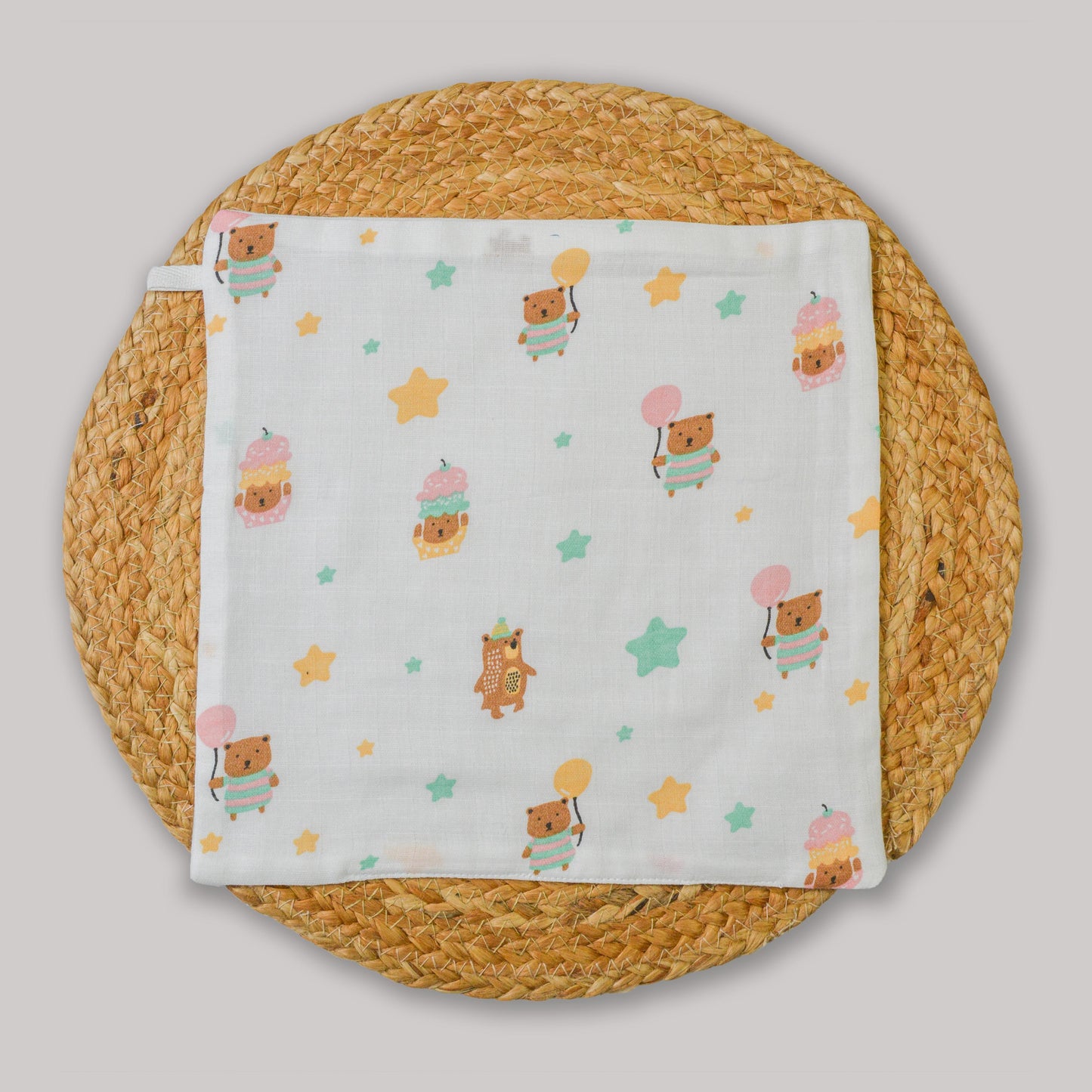 Balloon Bear Organic Cotton Muslin Wipes – 3 Layer, 27x27 cm