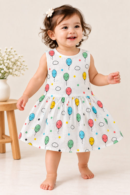 Sleeveless Muslin Frock