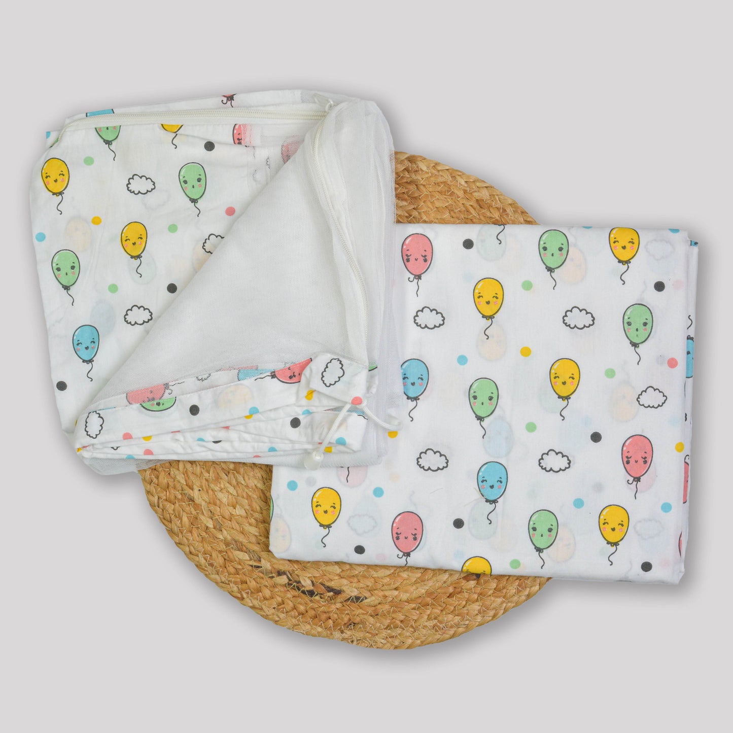 Balloon Organic Cotton Cradle (Thottil) Cloth & Mosquito Net Set – 3 Meters