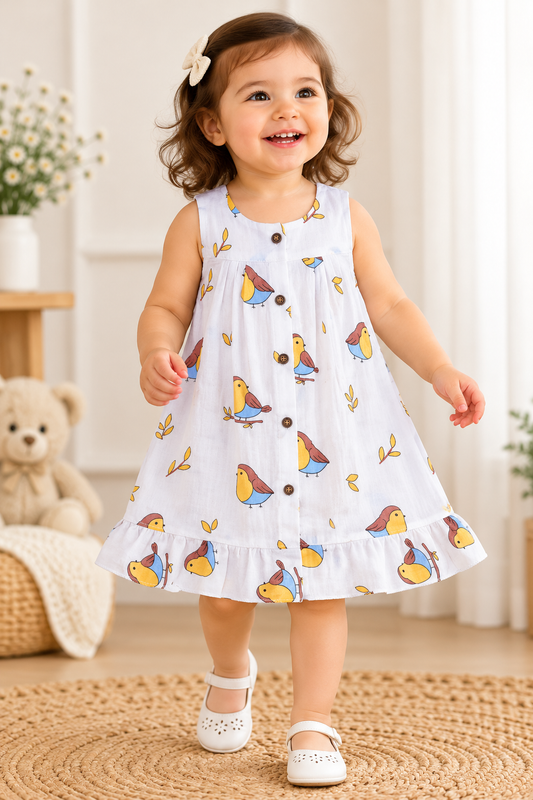 Sleeveless Muslin Frock