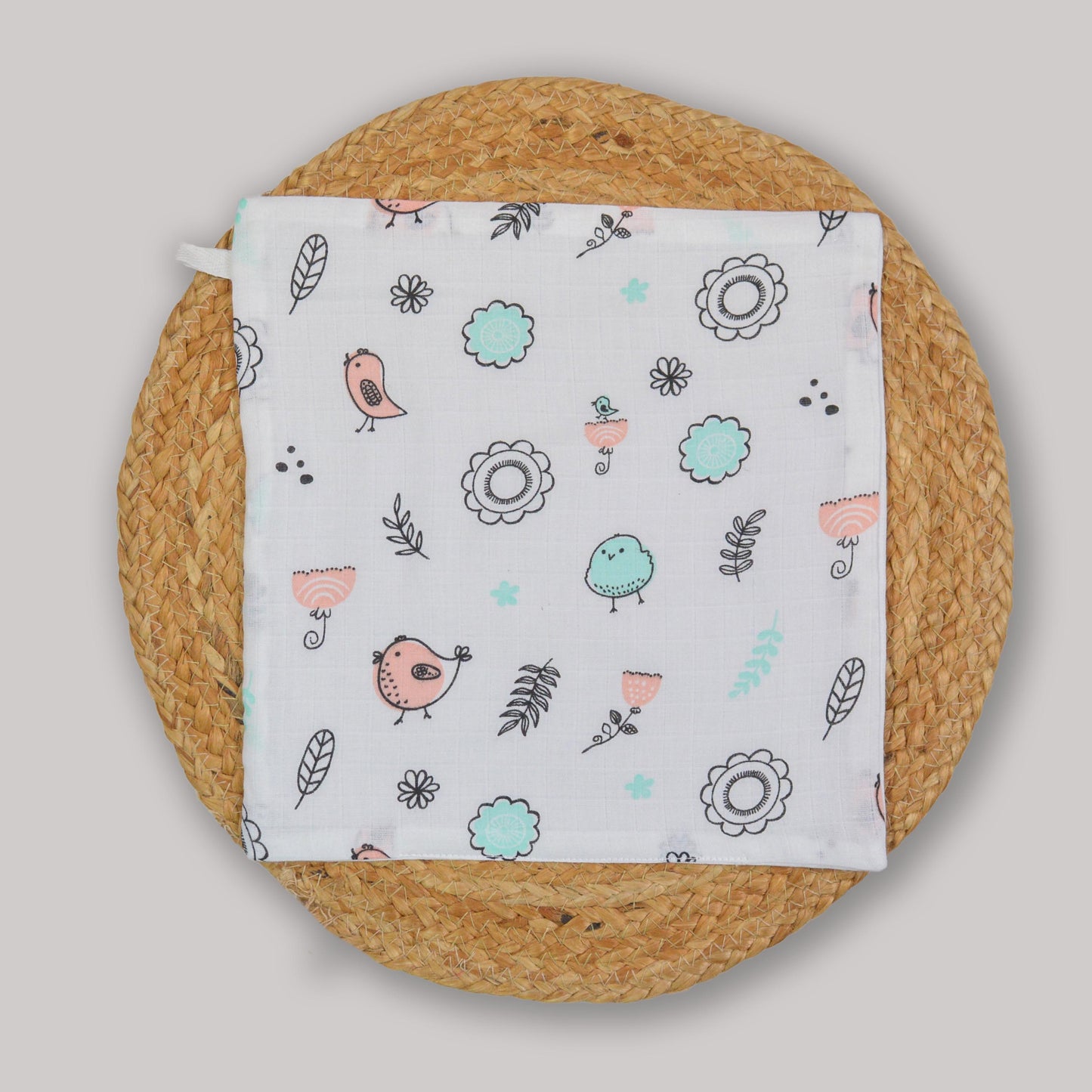Birds Organic Cotton Muslin Wipes – 3 Layer, 27x27 cm