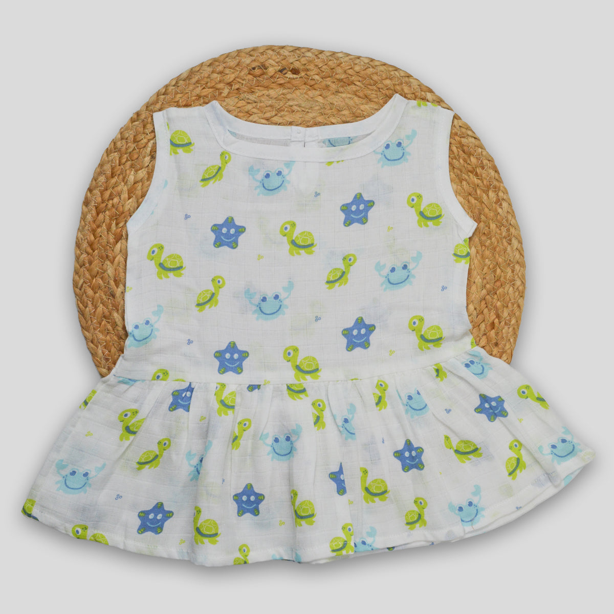 Crab Cotton Muslin Frock (6-12 months)