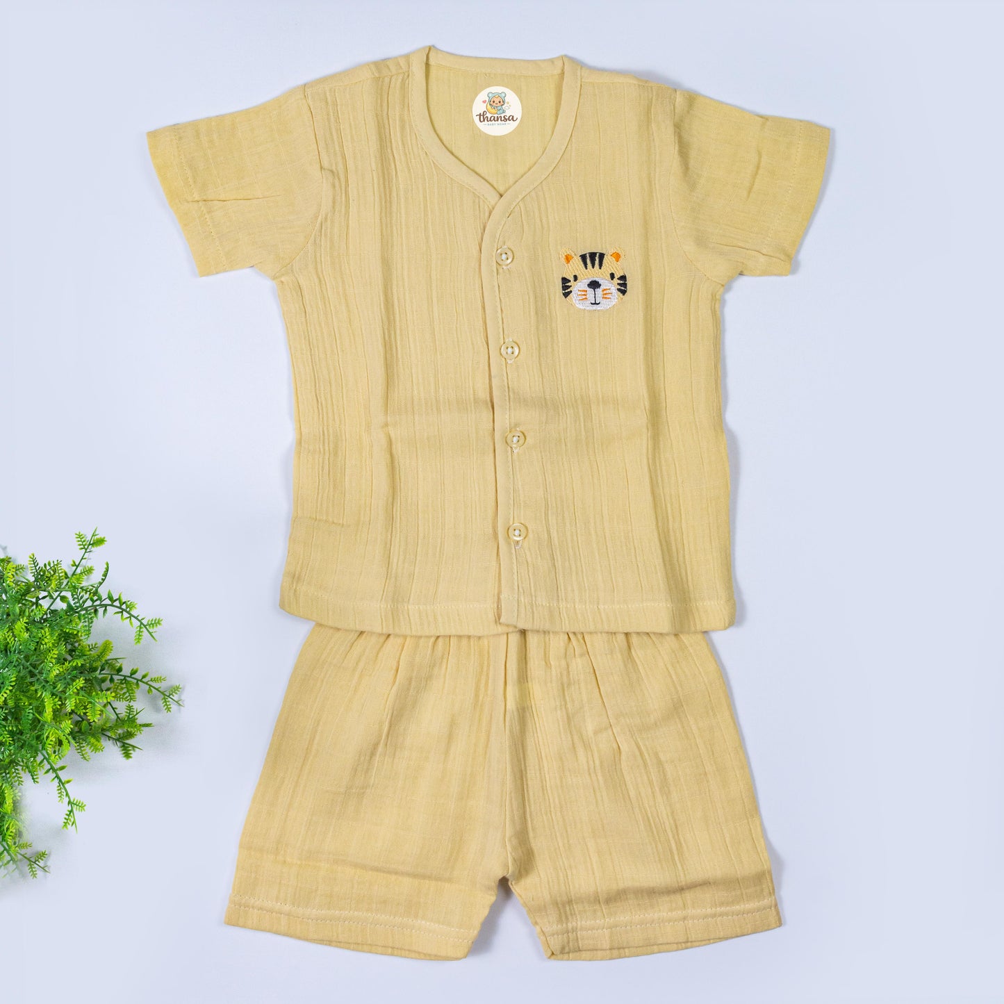 Crinkled Muslin Co Ord Set (0-3 months)