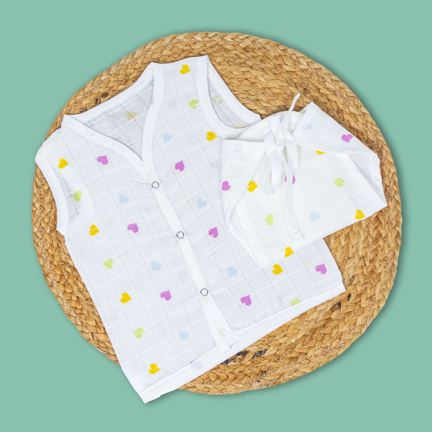 Little heart Organic Muslin jablas Nappy set