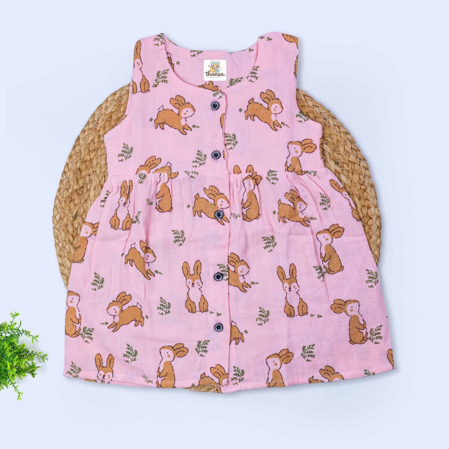 Muslin Sleeveless Frock (0-3 months)