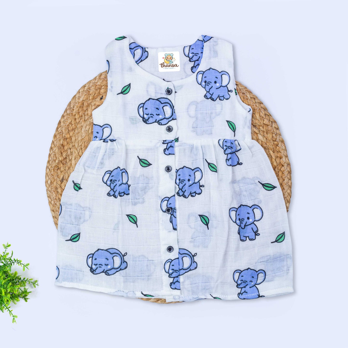 Muslin Sleeveless Frock (0-3 months)