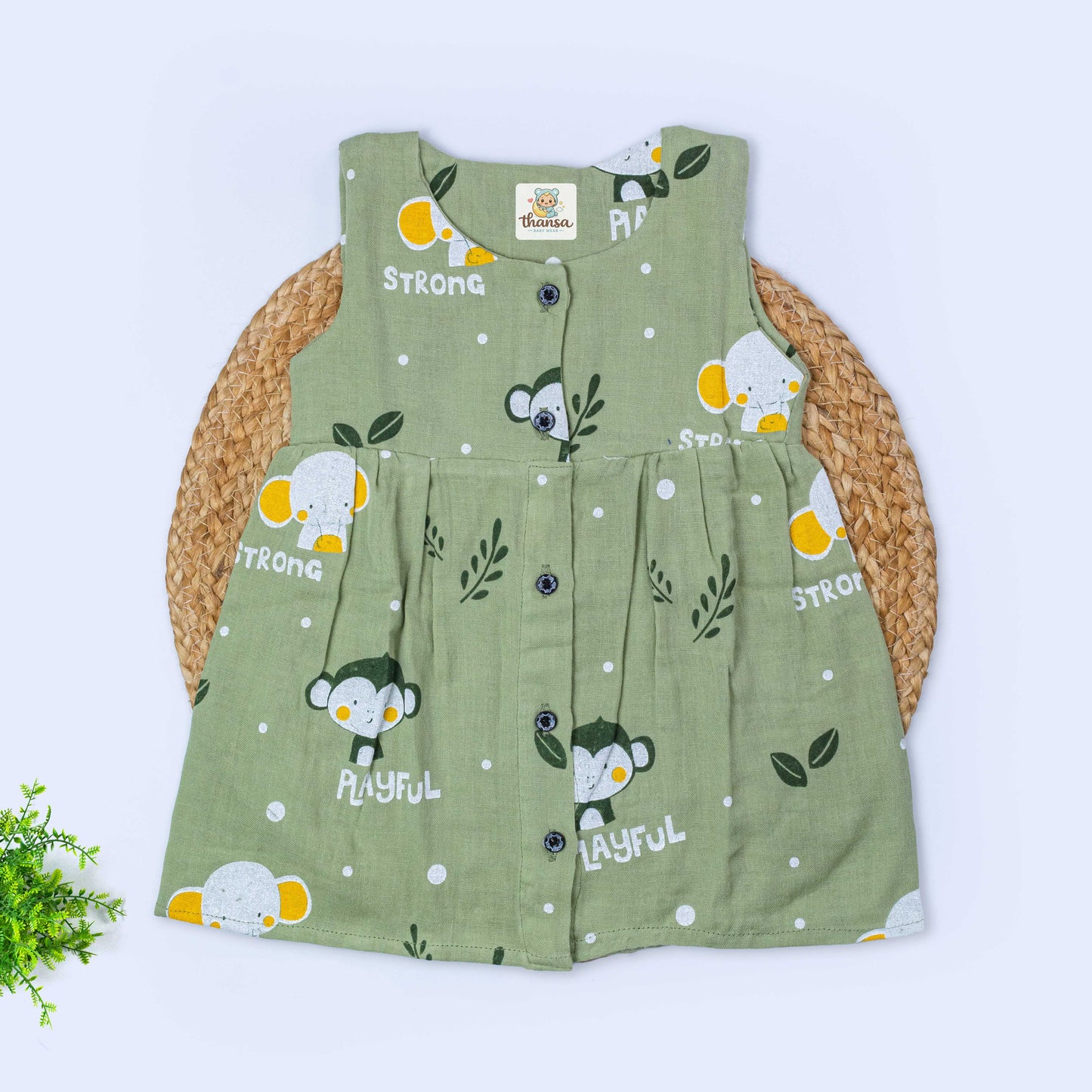 Muslin Sleeveless Frock (3-6 months)