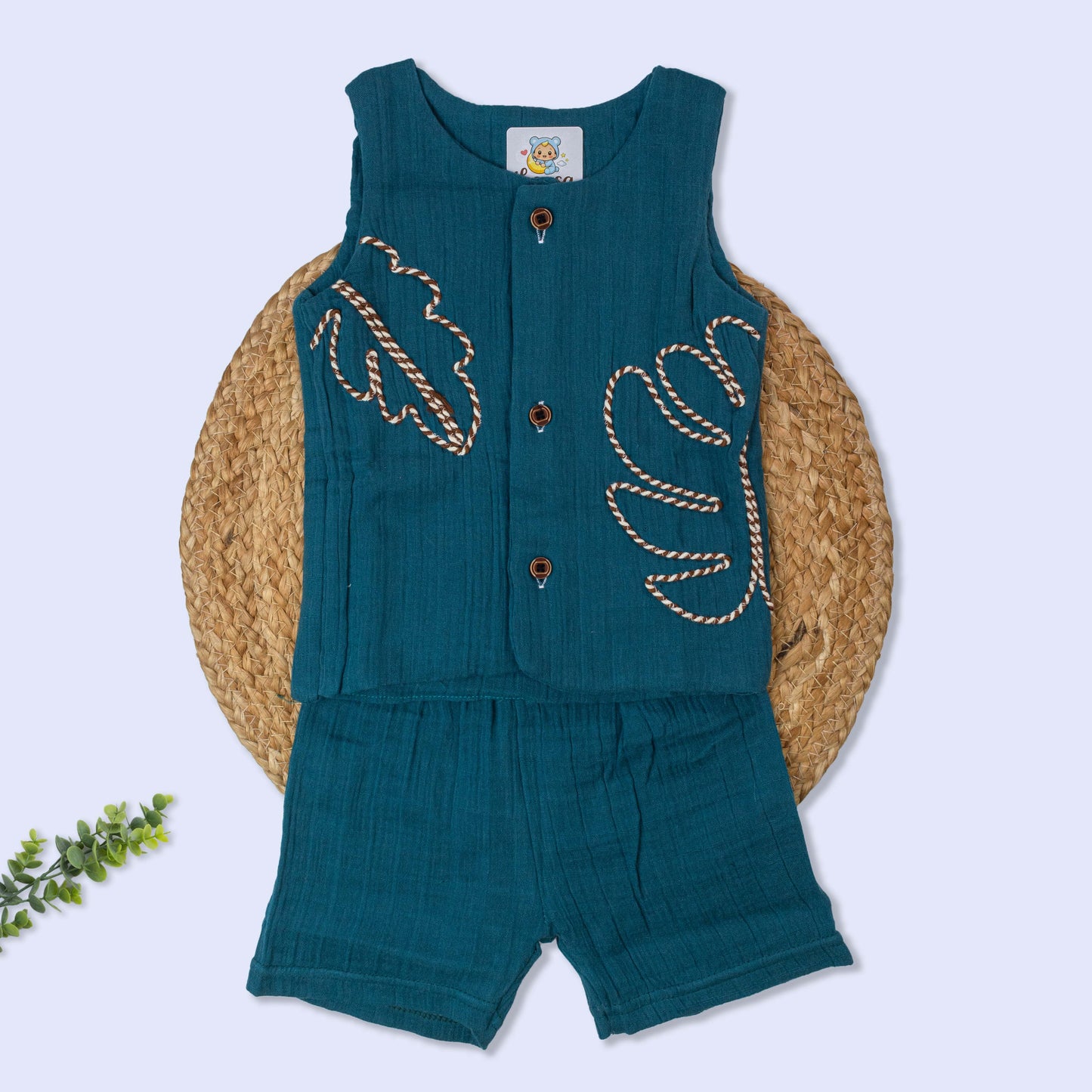 Rope Embroidery Muslin Co-Ord Set (18-24 months)