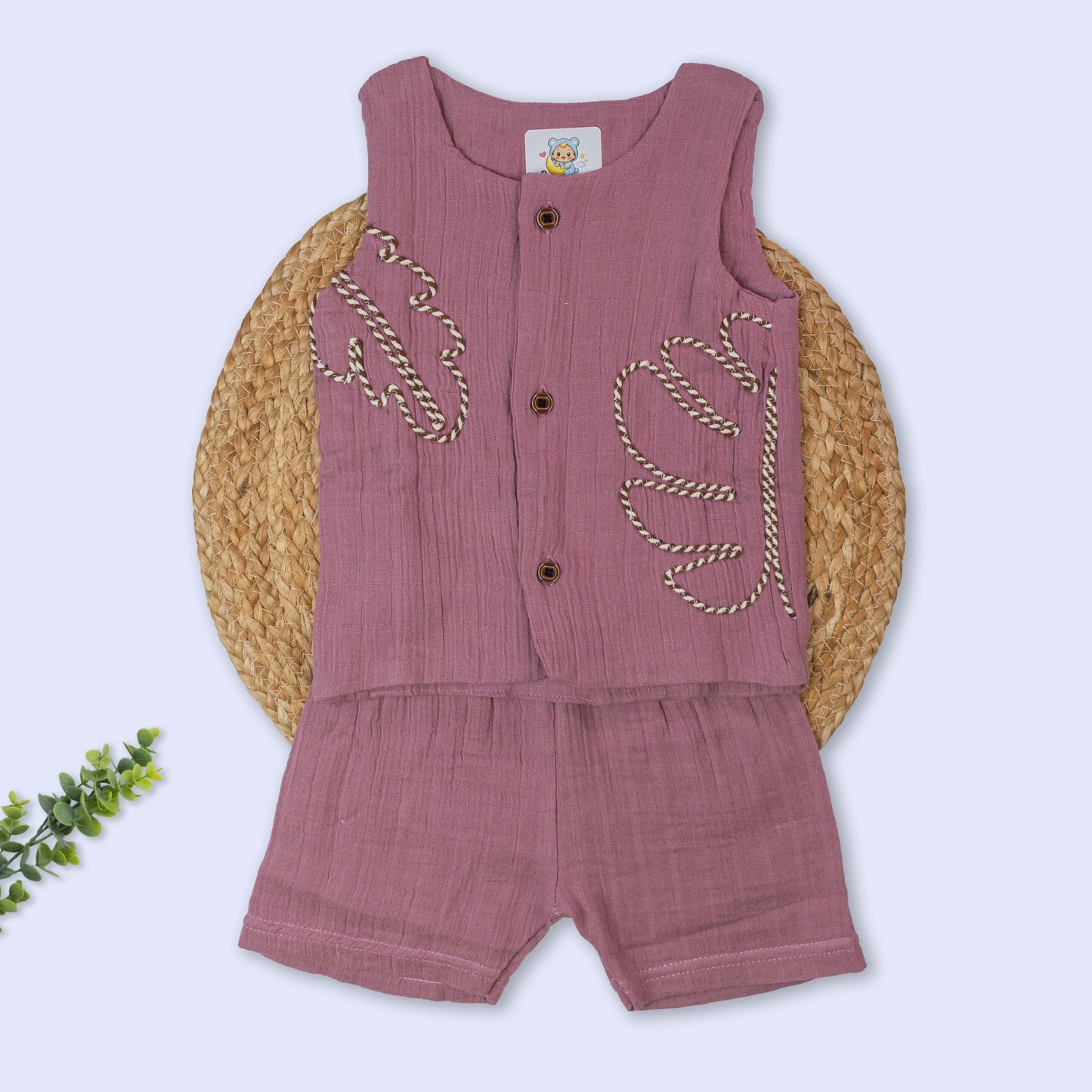 Rope Embroidery Muslin Co-Ord Set (18-24 months)