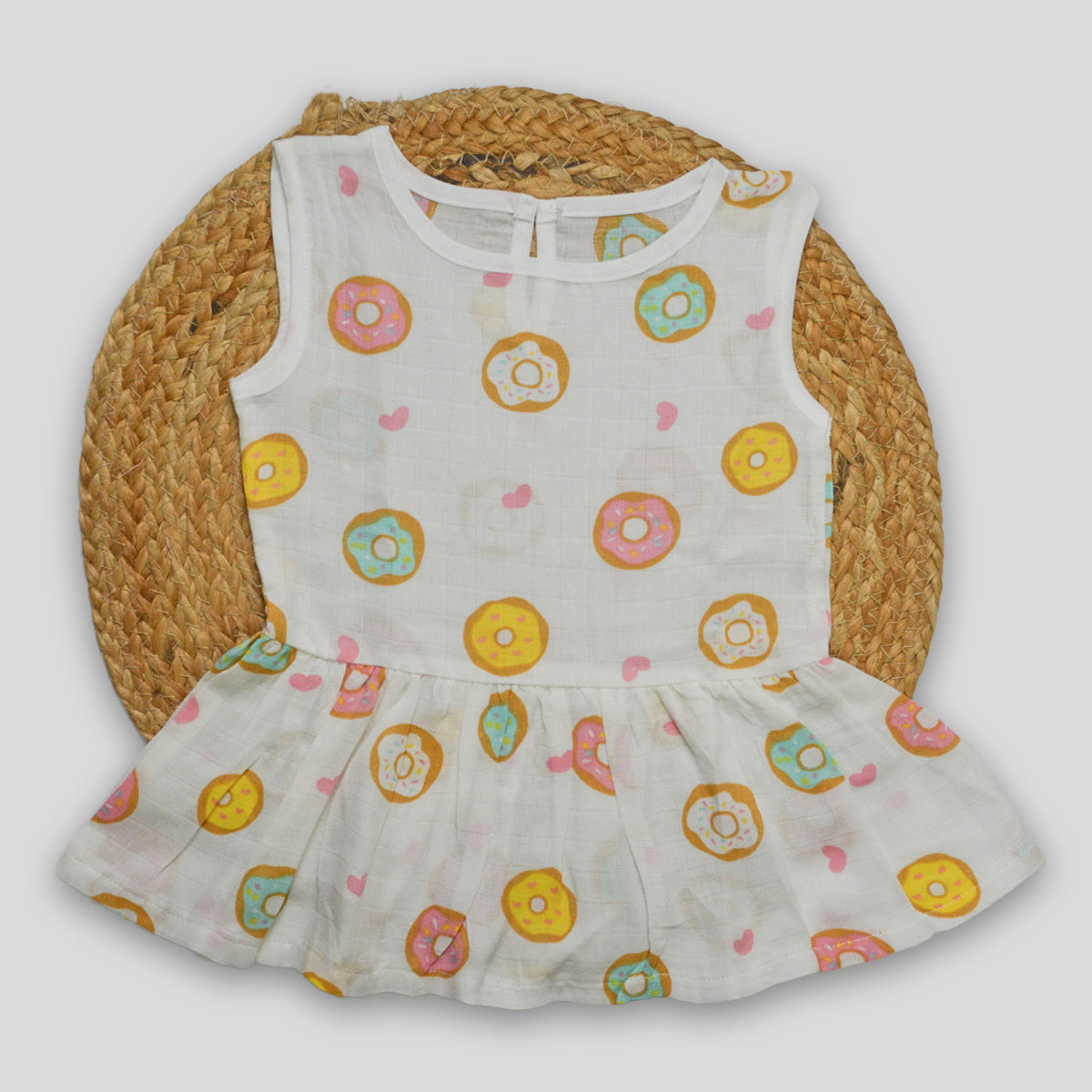 Donut Cotton Muslin Frock (0-3 months)