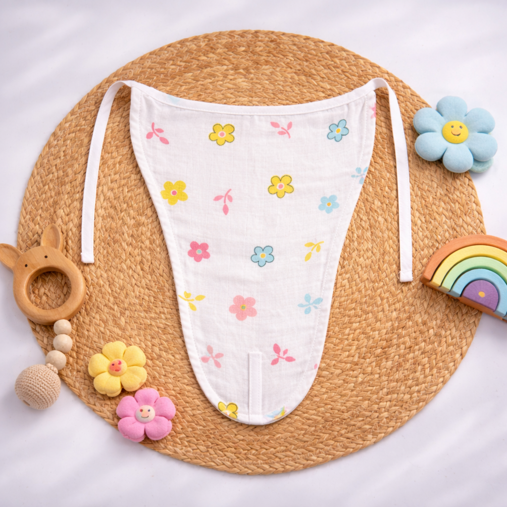 Flower Cotton Muslin Nappy (0-0 months) New Born