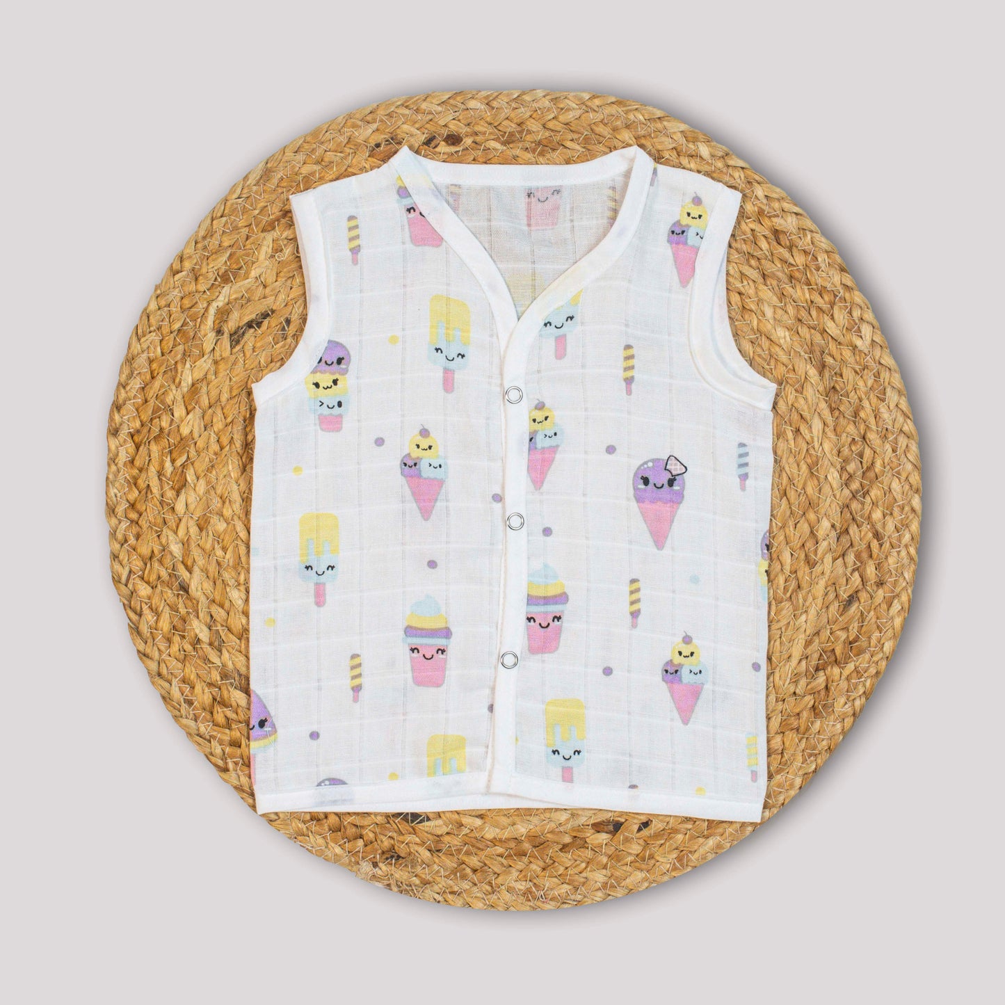 Ice Cream Organic Cotton Muslin Jabla (0-3 months)