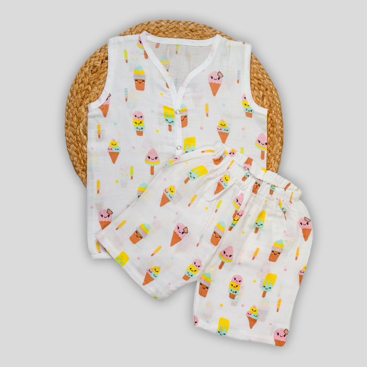Ice Cream Muslin Co-Ord Set (6-9 months)