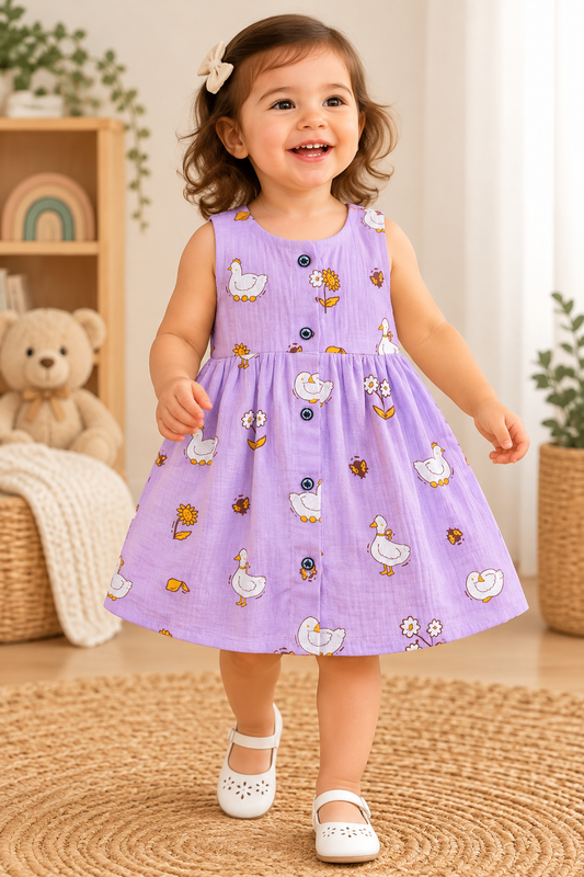 Sleeveless Muslin Frock