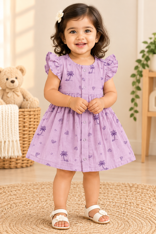 Ruffle Sleeve Baby Muslin Frock