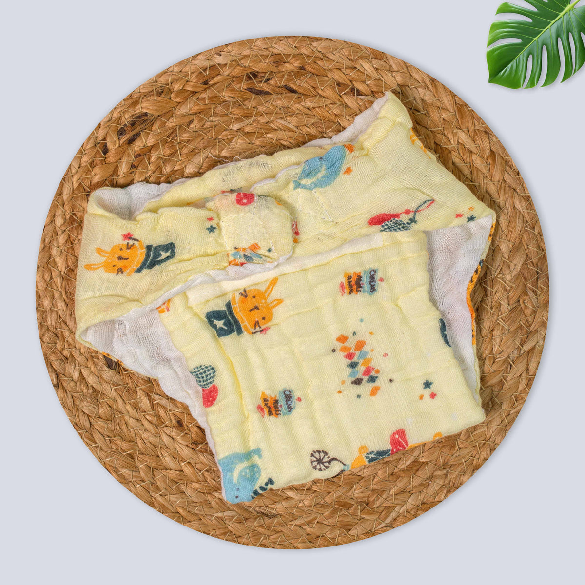 Printed Muslin Baby Nappy with Velcro – Soft & Breathable