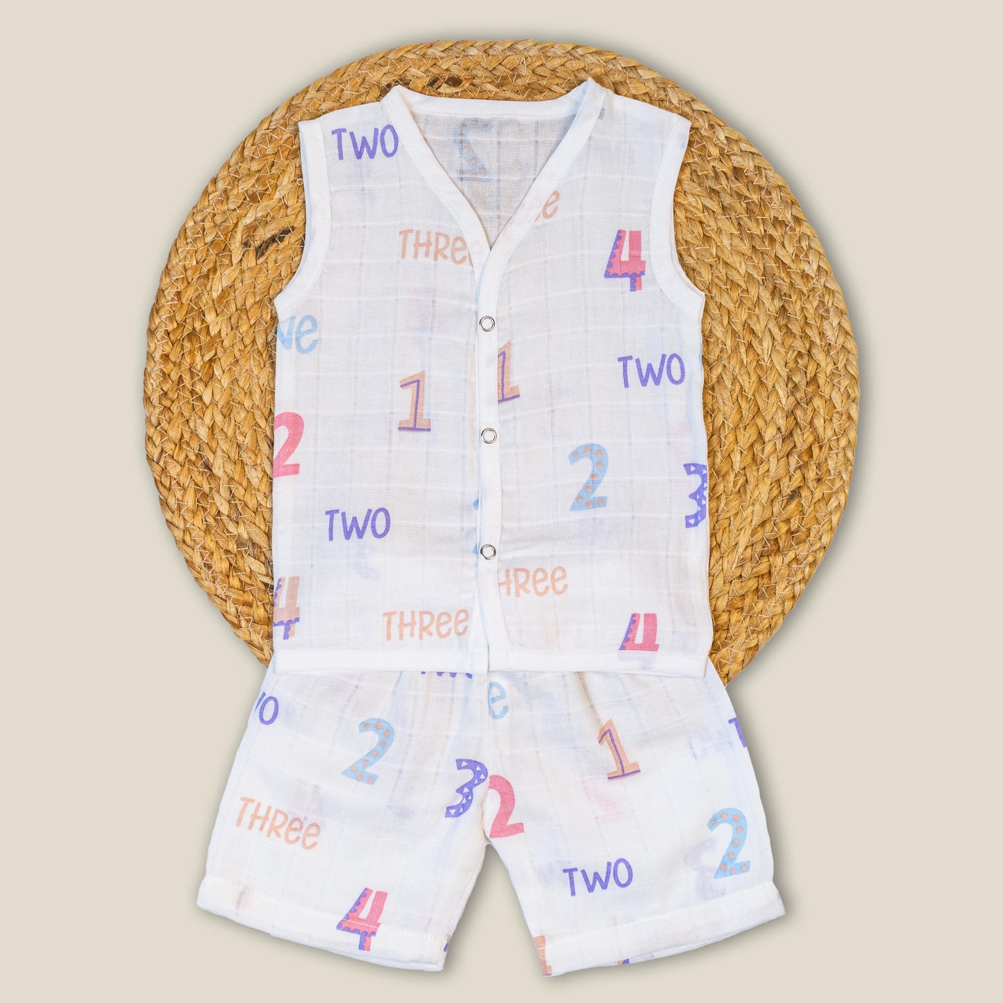 Numbers Organic Muslin Co-Ord Set (12-18 months)