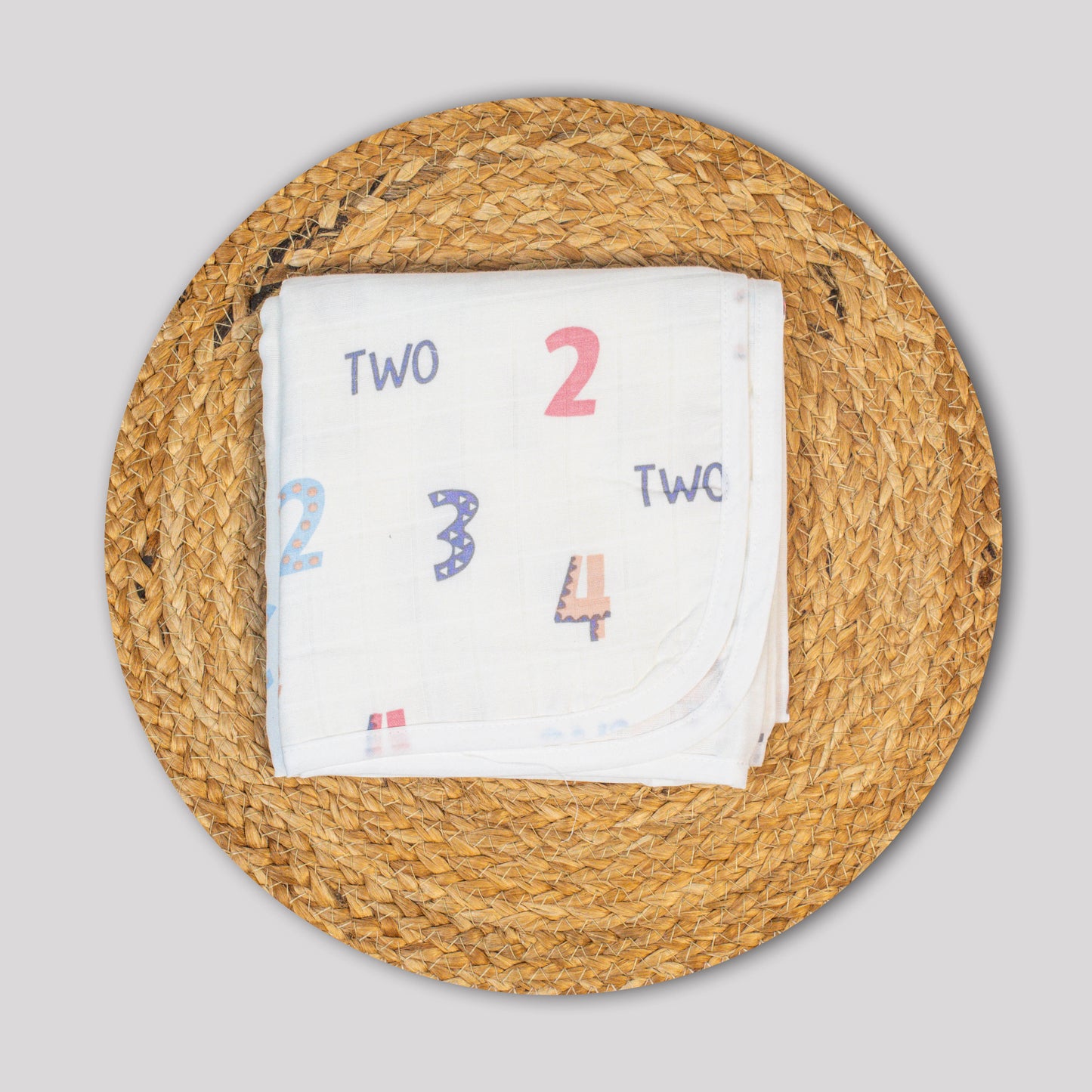 Numbers Organic Cotton Muslin Hooded Baby Towel (75x75 cm)
