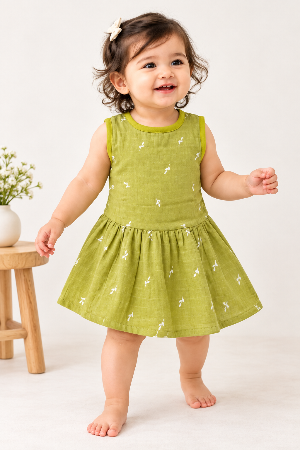 Sleeveless Muslin Frock