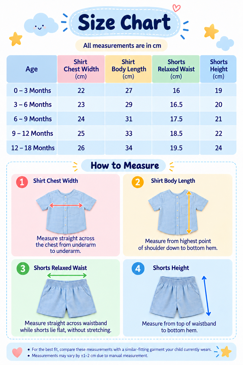 Muslin Baby Co-Ord Set – Short Sleeve Shirt & Shorts