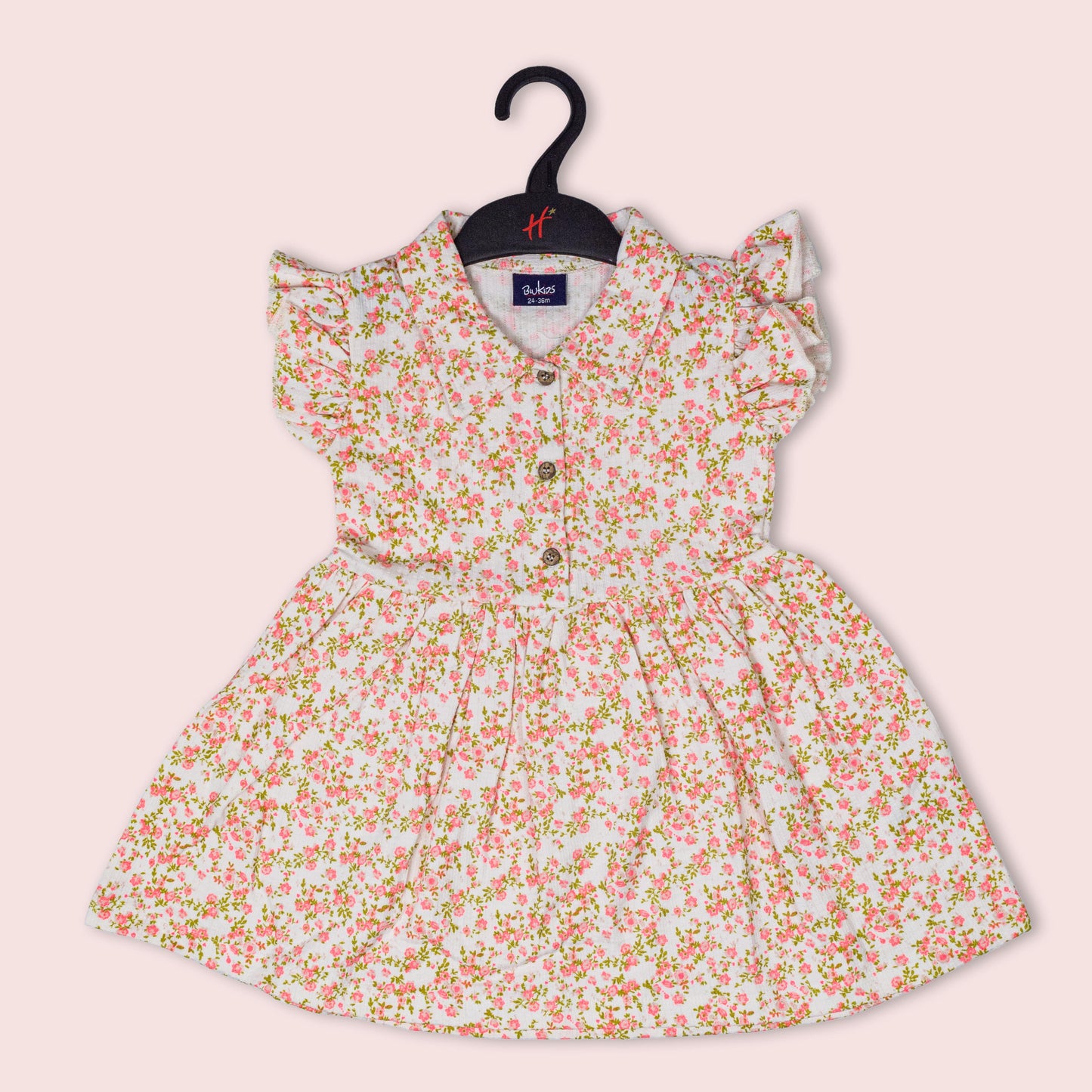 Peach Petal Printed Frock (2-3 years)