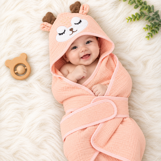 Crinkled Muslin Hooded Towel with Belt