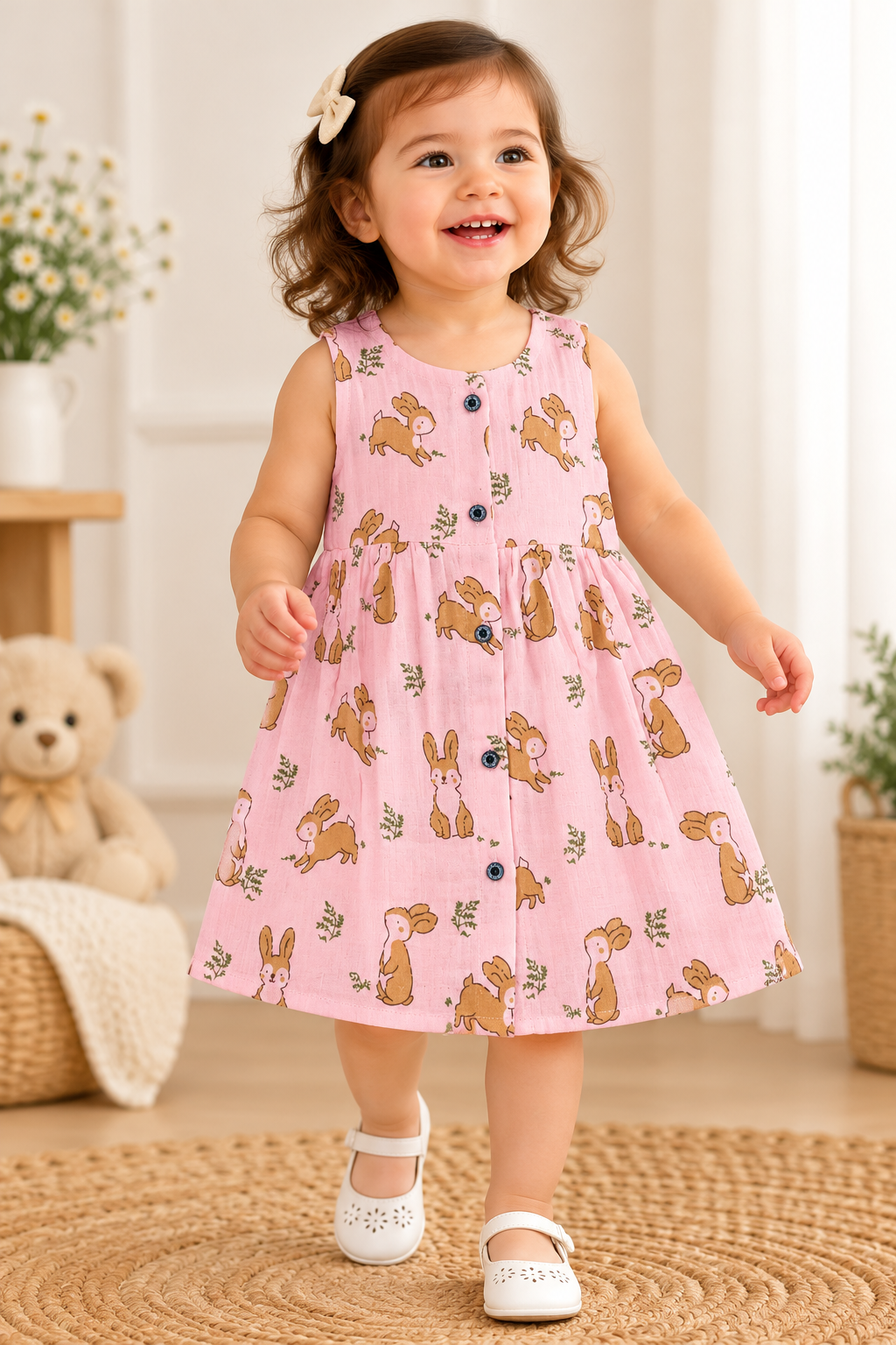 Sleeveless Muslin Frock