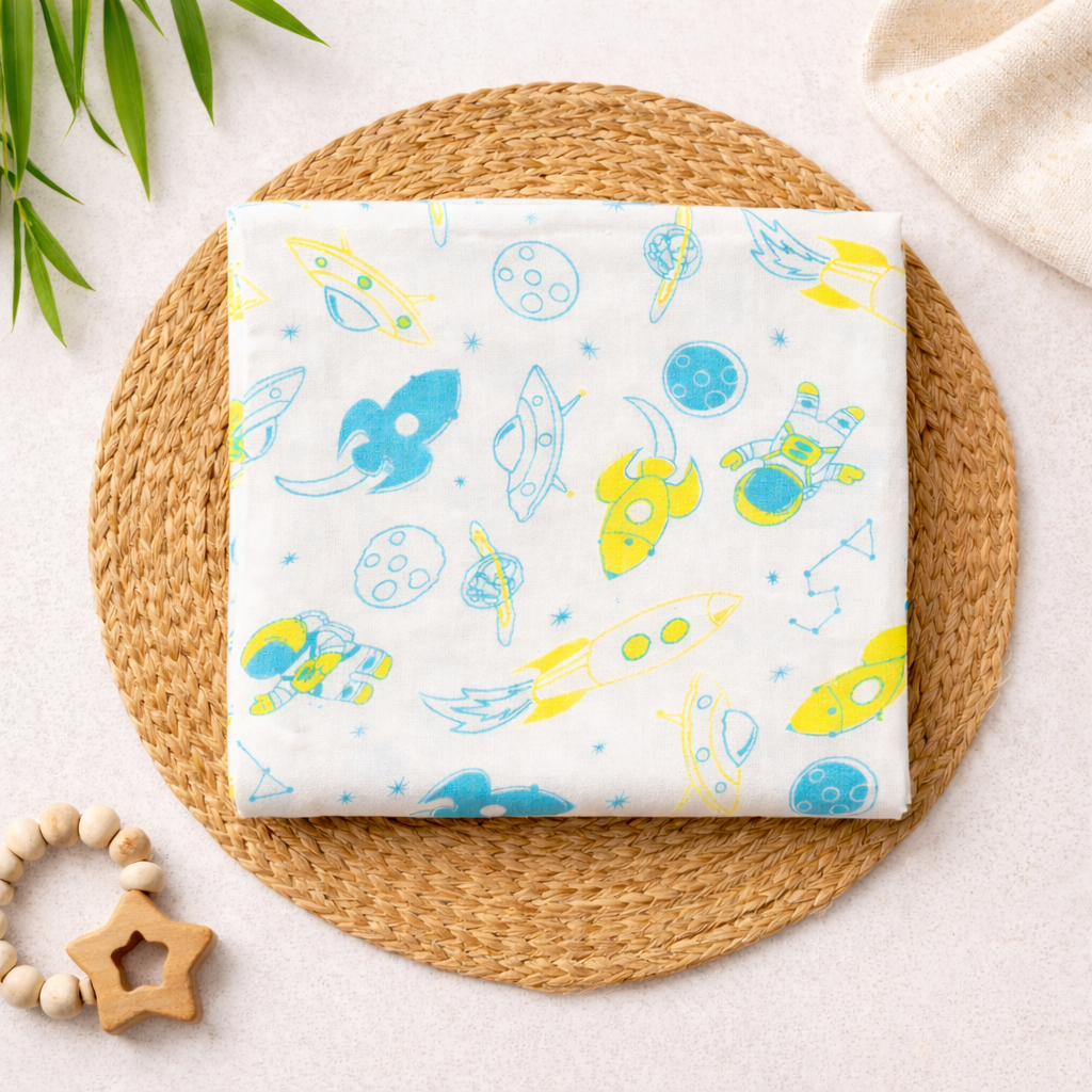 Space Sprouts Organic Bamboo Muslin Swaddle blanket 100x100cm 100%Bamboo