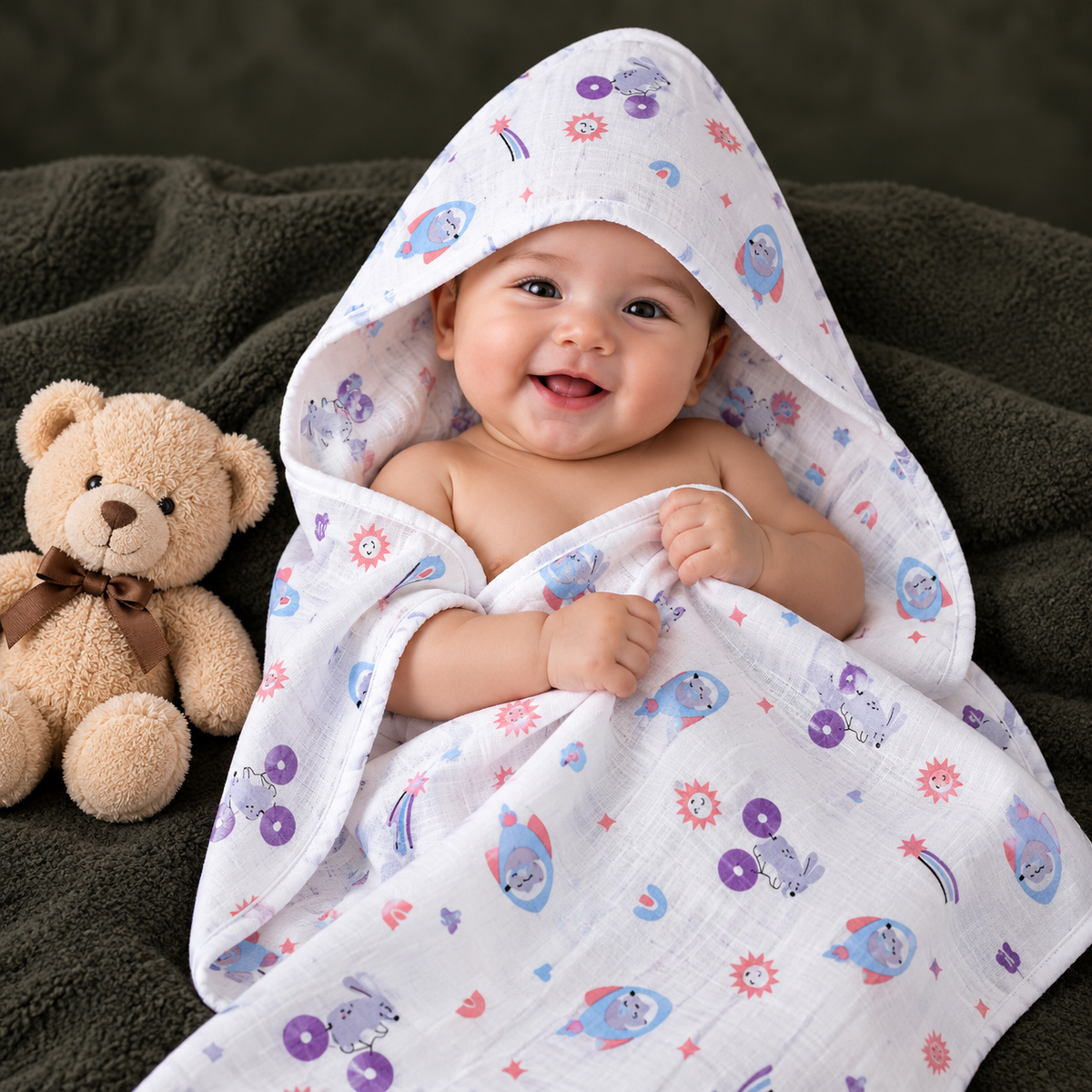 Muslin Baby Hooded Cap Towel