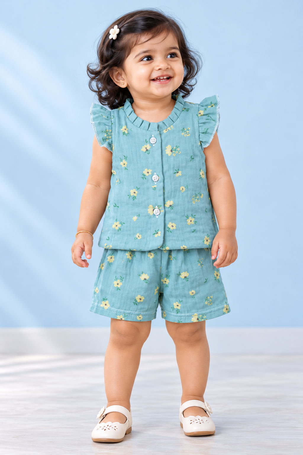 Girl Baby Muslin Co-Ord Set - Double Layer