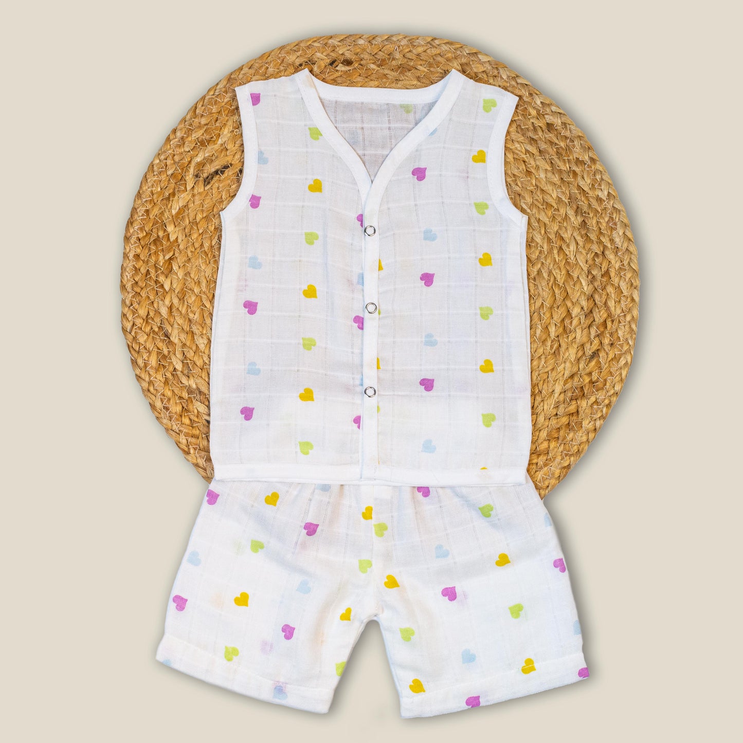 Tiny Heart Organic Muslin Co-Ord Set (12-18 months)