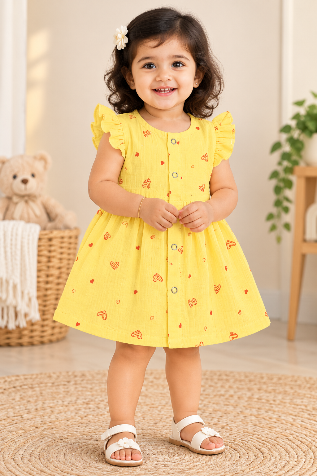 Ruffle Sleeve Baby Muslin Frocks