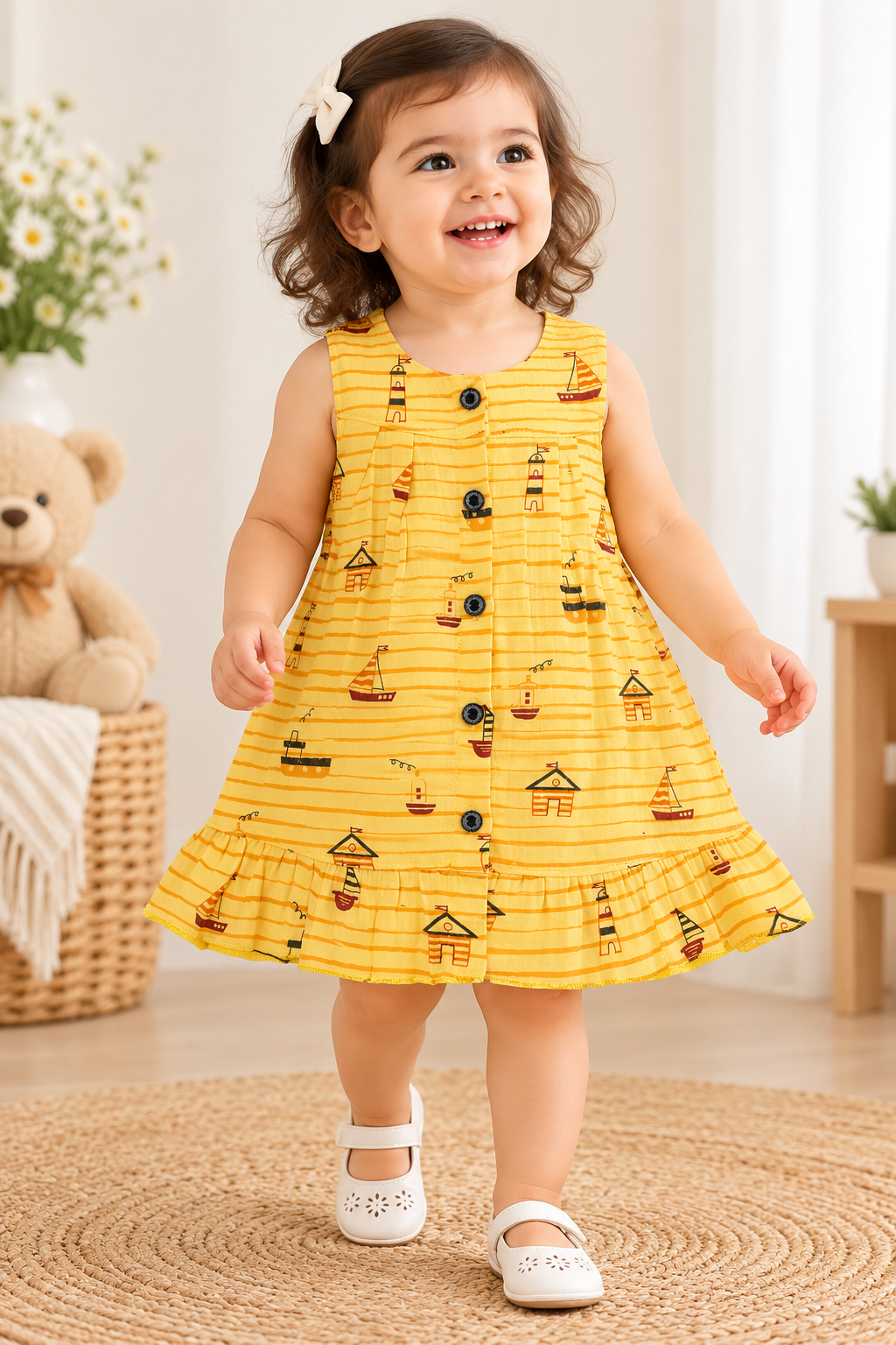 Sleeveless Muslin Frock
