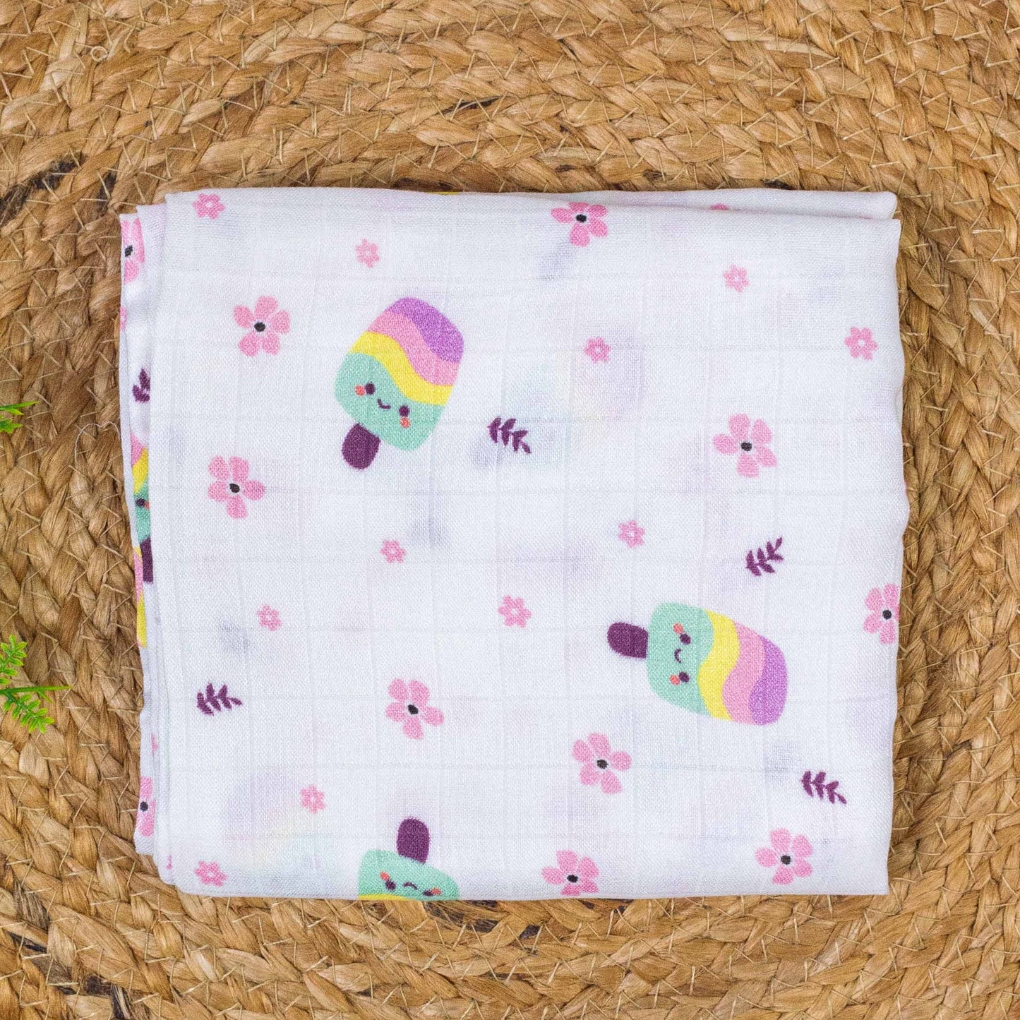Happy Pops Organic Bamboo Muslin Swaddle blanket 100x100cm 100%Bamboo