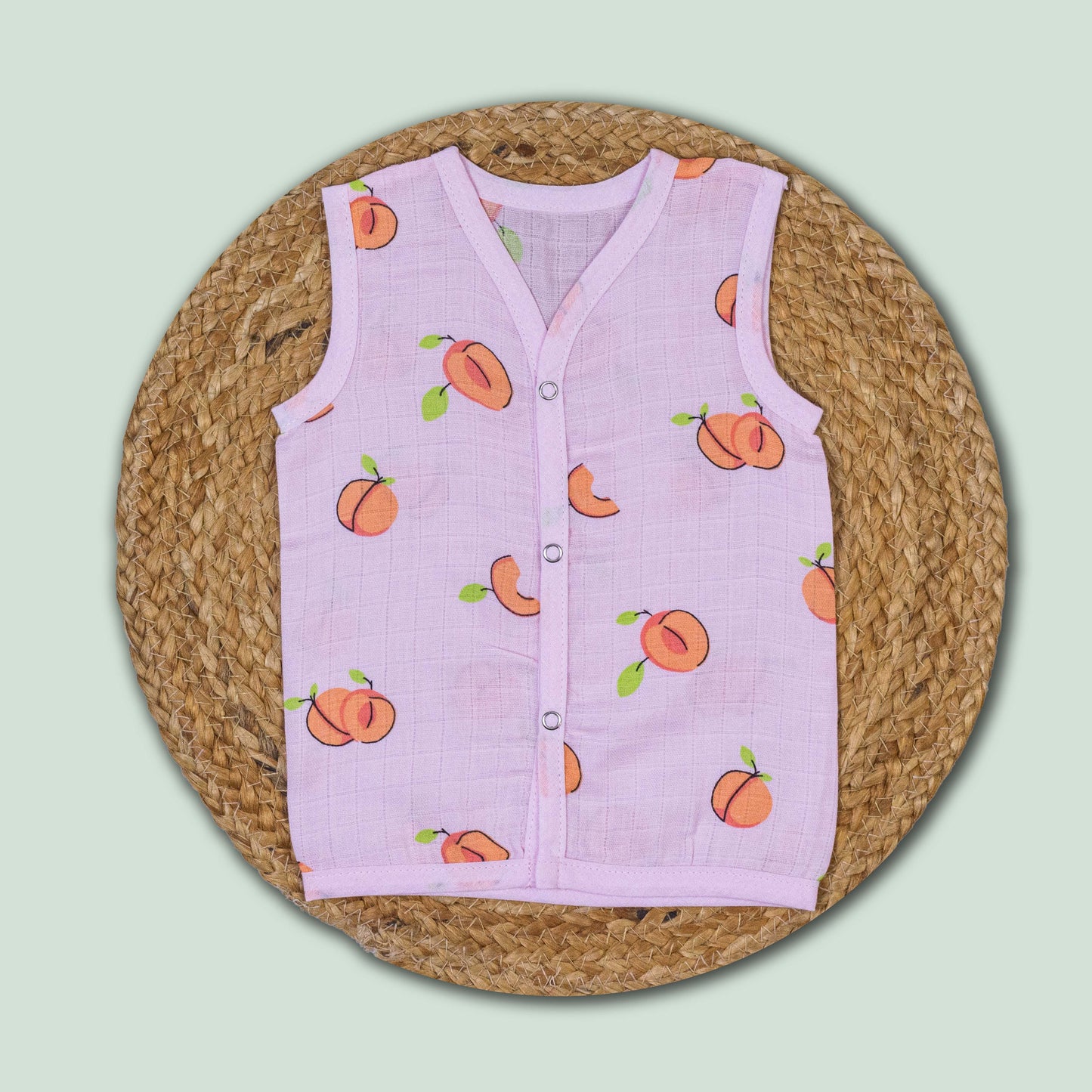 Peach Cotton Muslin Jabla (6-9 months)