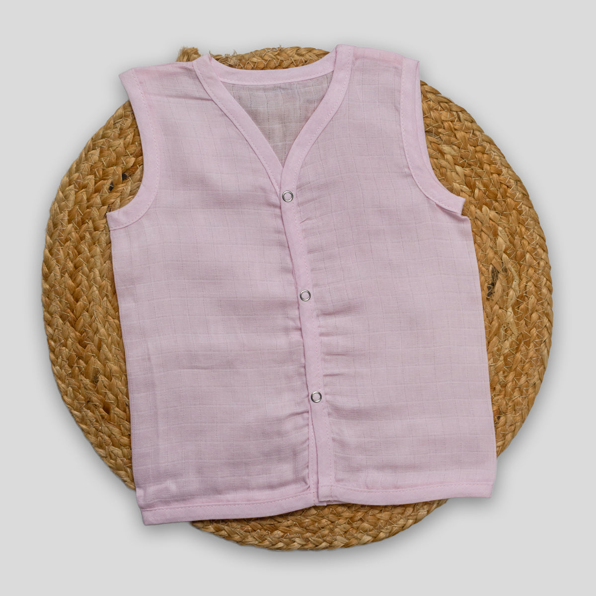Pink Cotton Muslin Jabla (0-3 months)