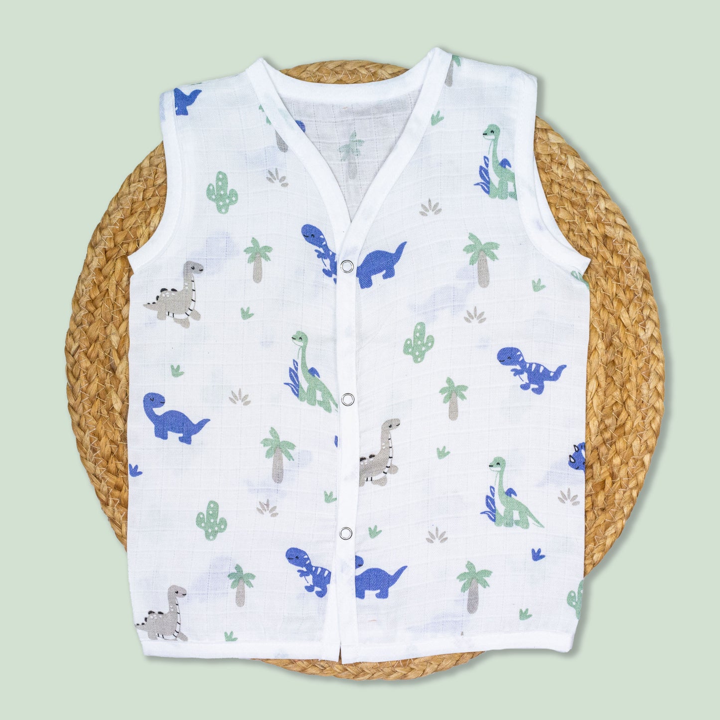 Small Dino Cotton Muslin Jabla (9-12 months)