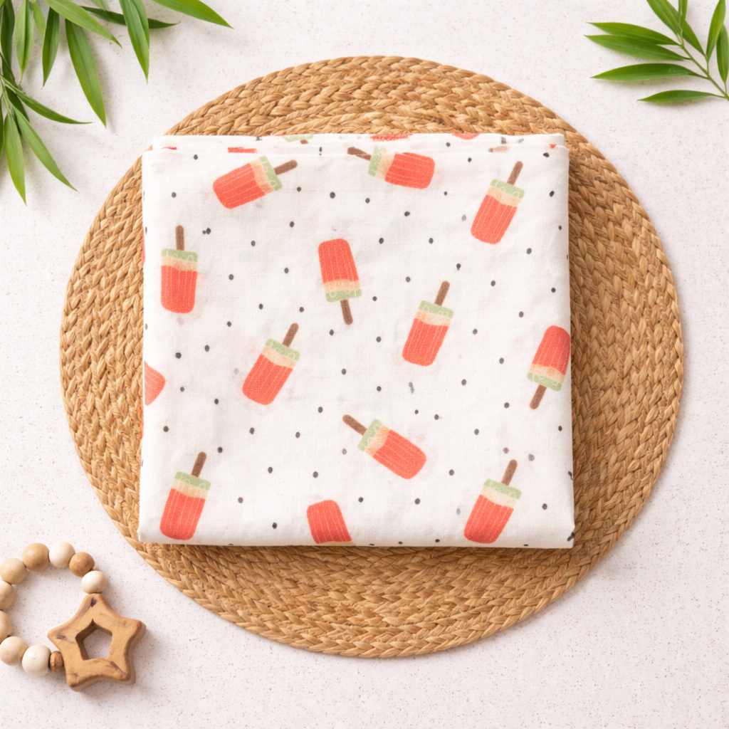 Watermelon Organic Bamboo Muslin Swaddle blanket 100x100cm 100%Bamboo
