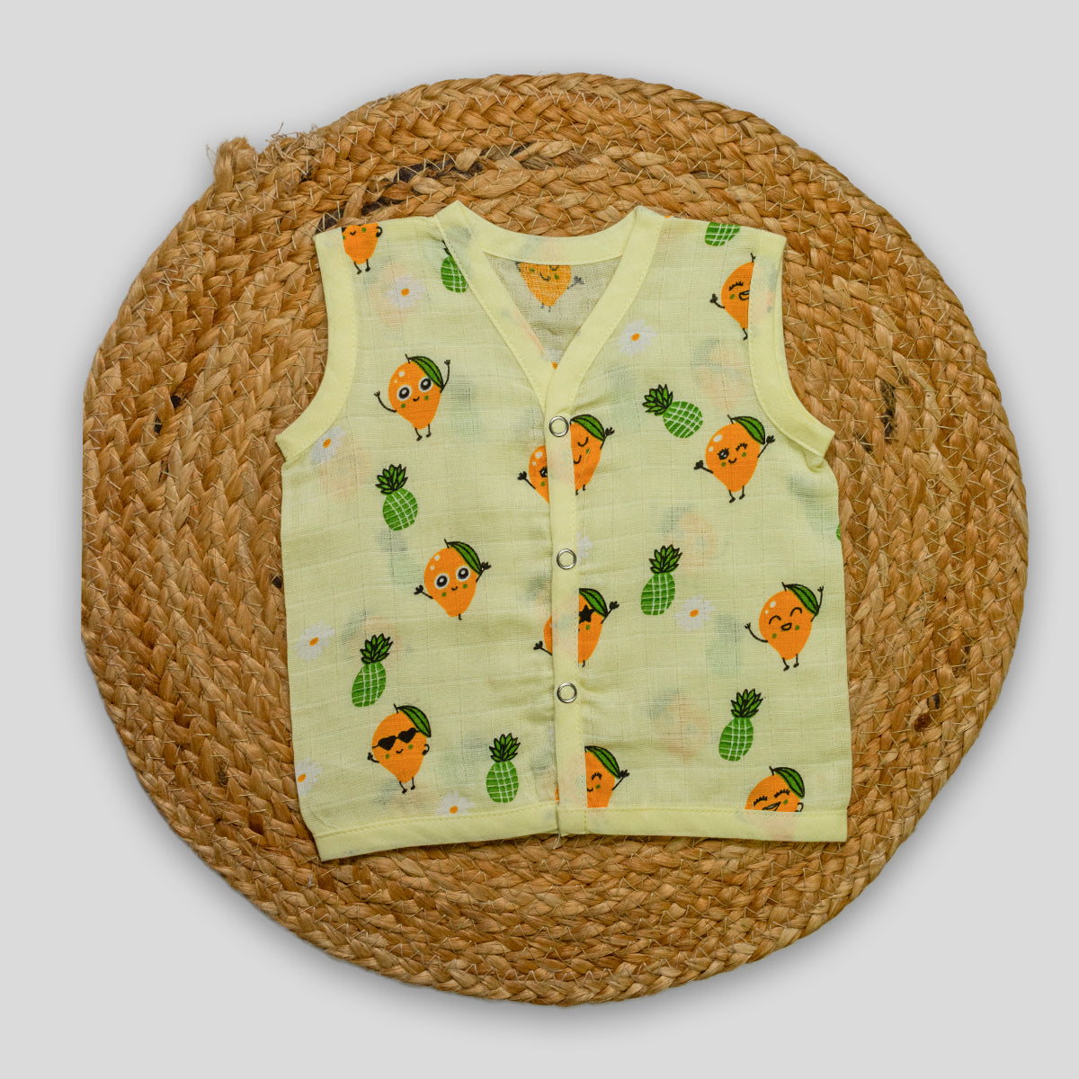 Yellow Mango Cotton Muslin Jabla (6-9 months)