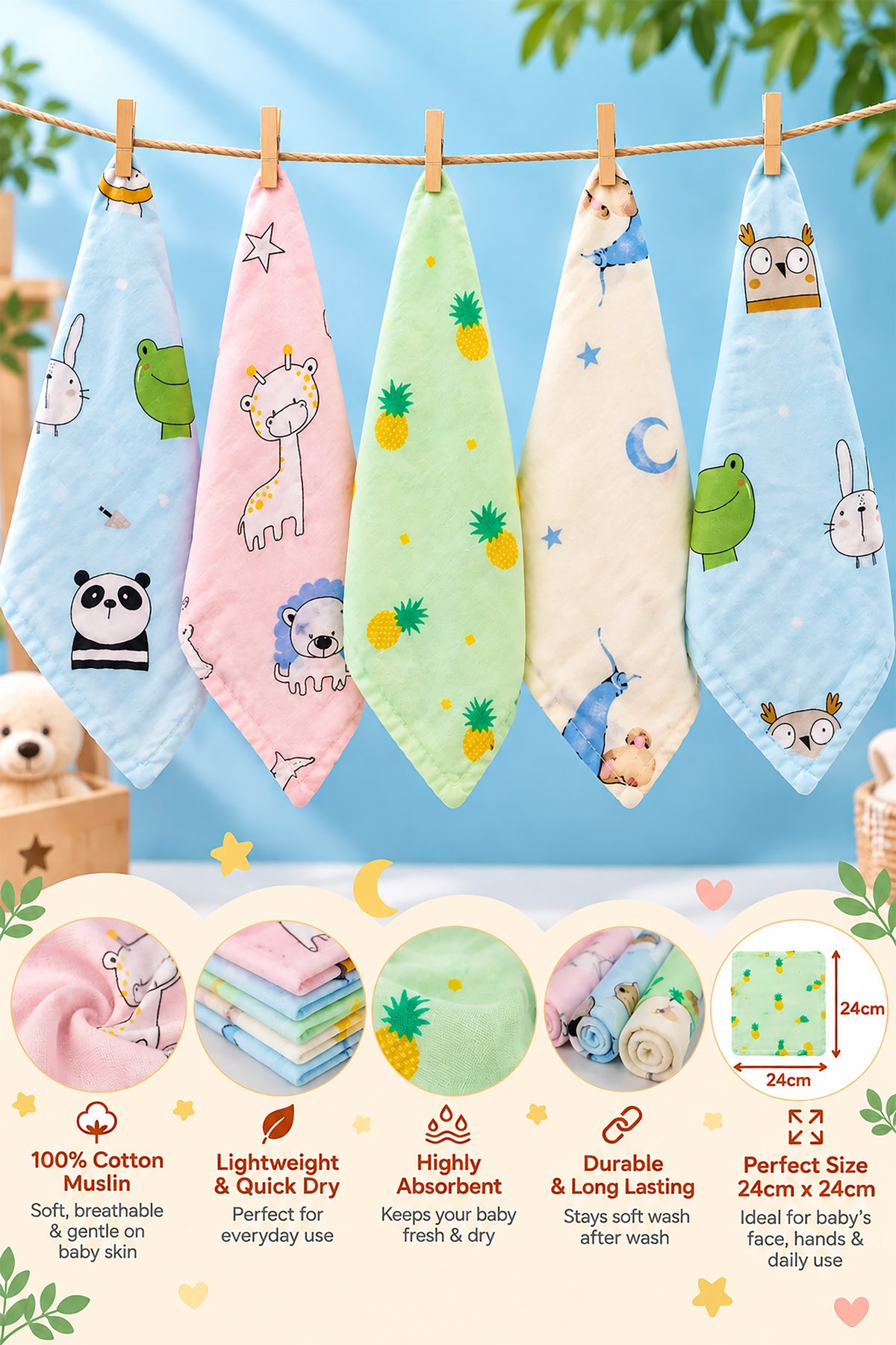Baby Muslin Face Towel