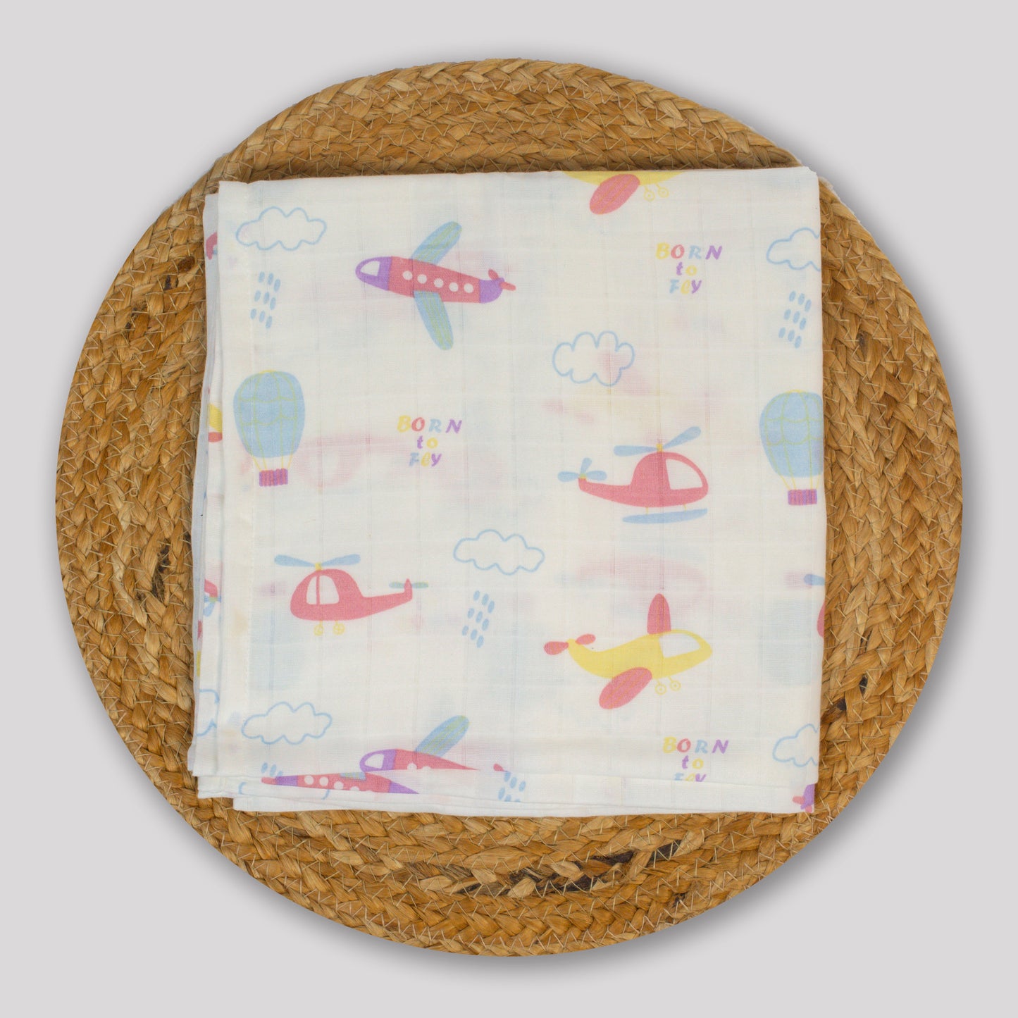Airplane Organic Cotton muslin Baby Swaddle (100x100cm)