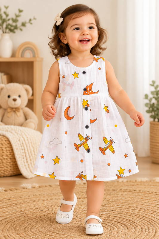 Sleeveless Muslin Frock