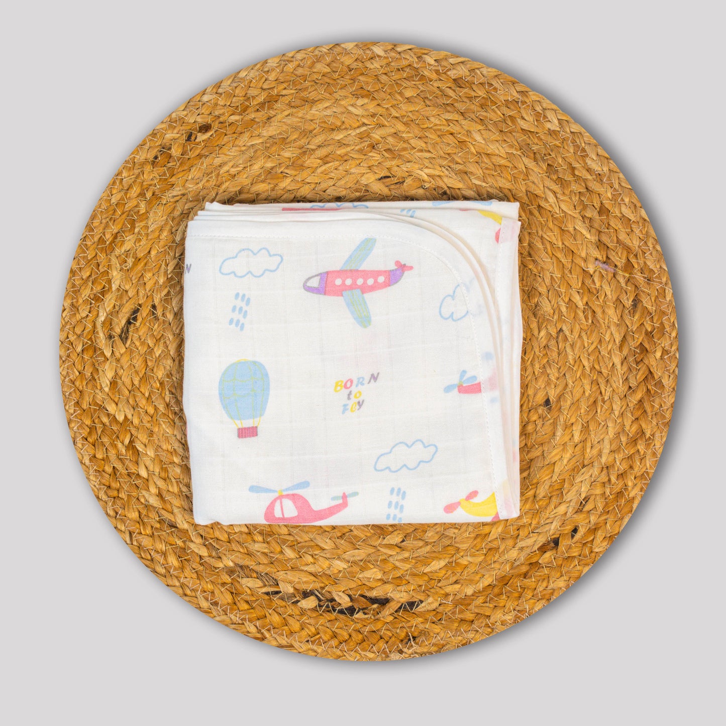 Airplane Organic Cotton Muslin Hooded Baby Towel (75x75 cm)