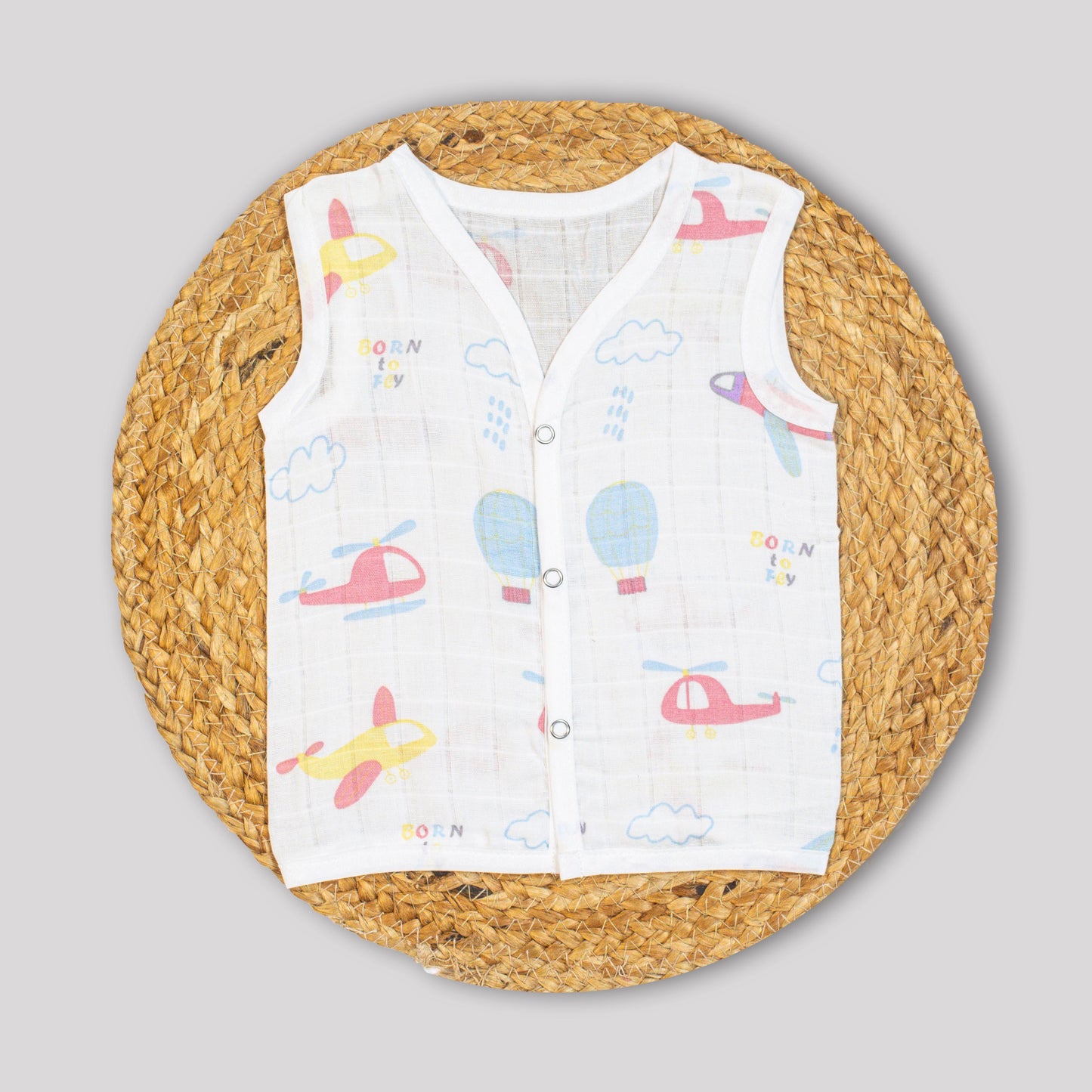 Airplane Organic Cotton Muslin Jabla (0-3 months)