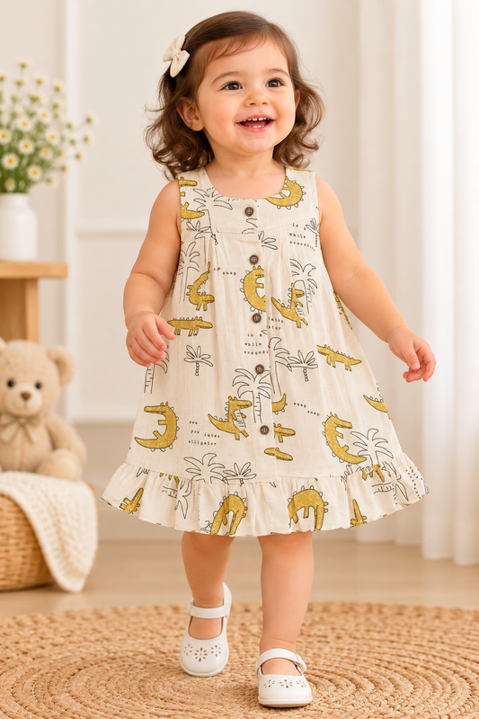 Sleeveless Muslin Frock