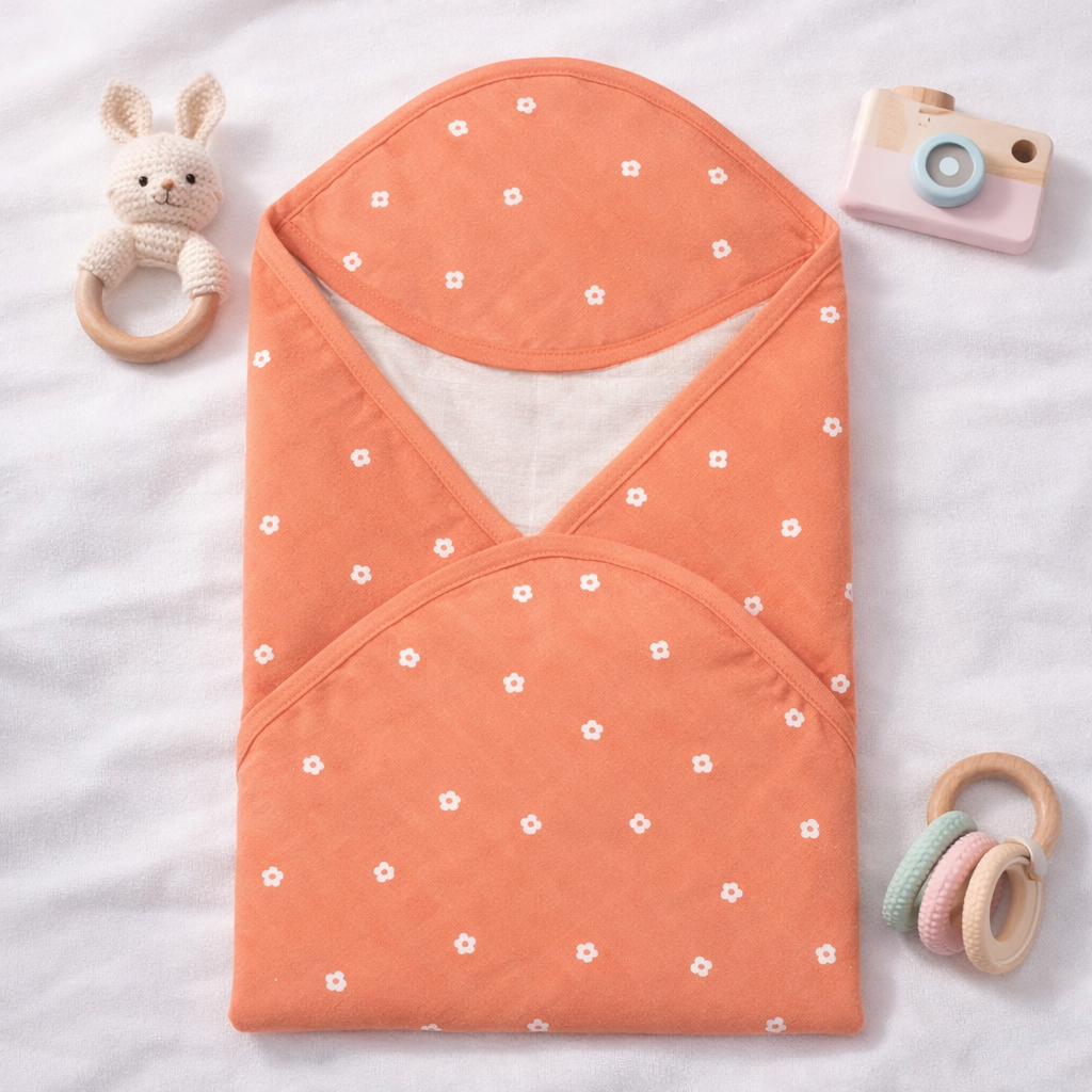 Organic Cotton Muslin Hooded Towel 75x75 cm