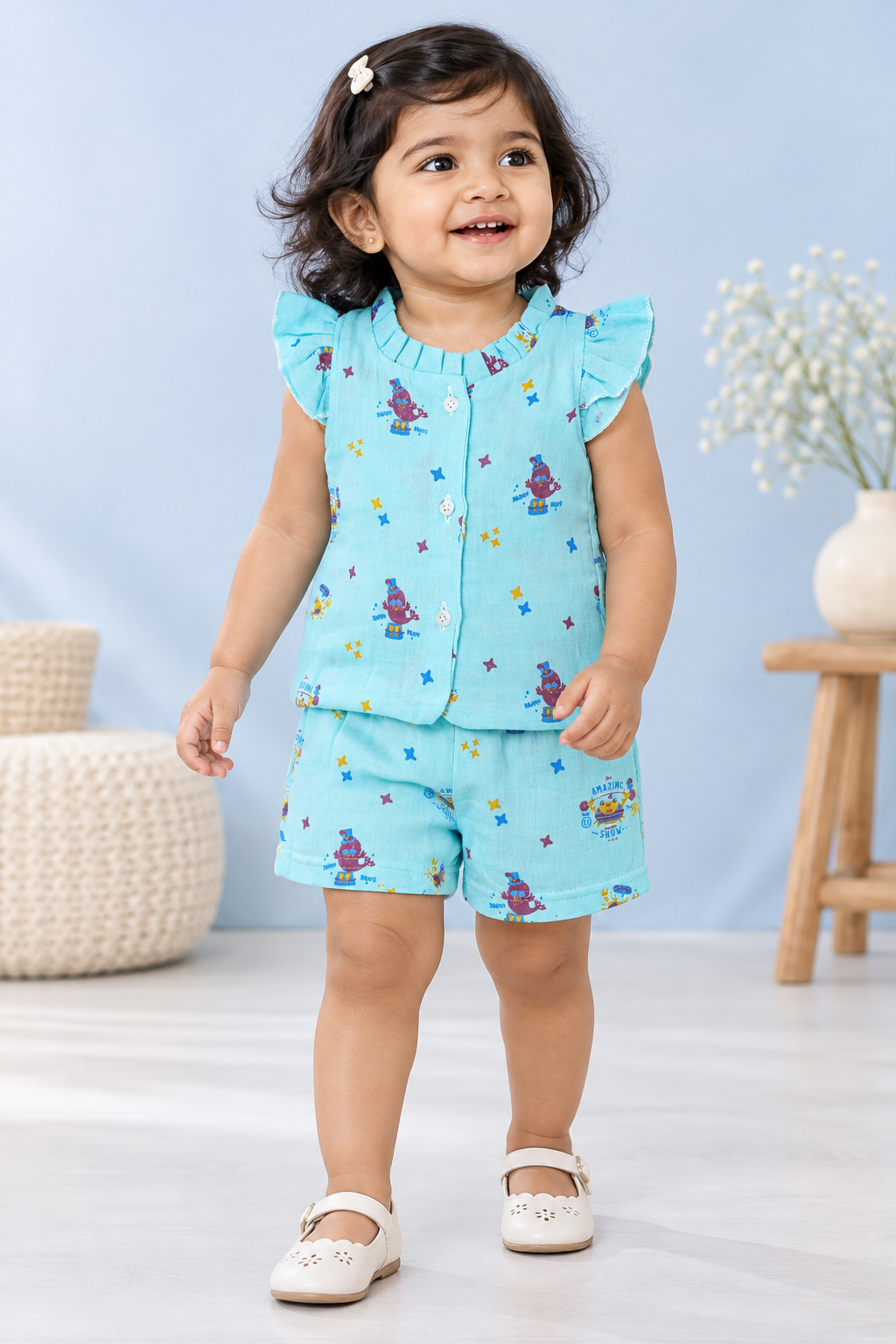 Girl Baby Muslin Co-Ord Set - Double Layer
