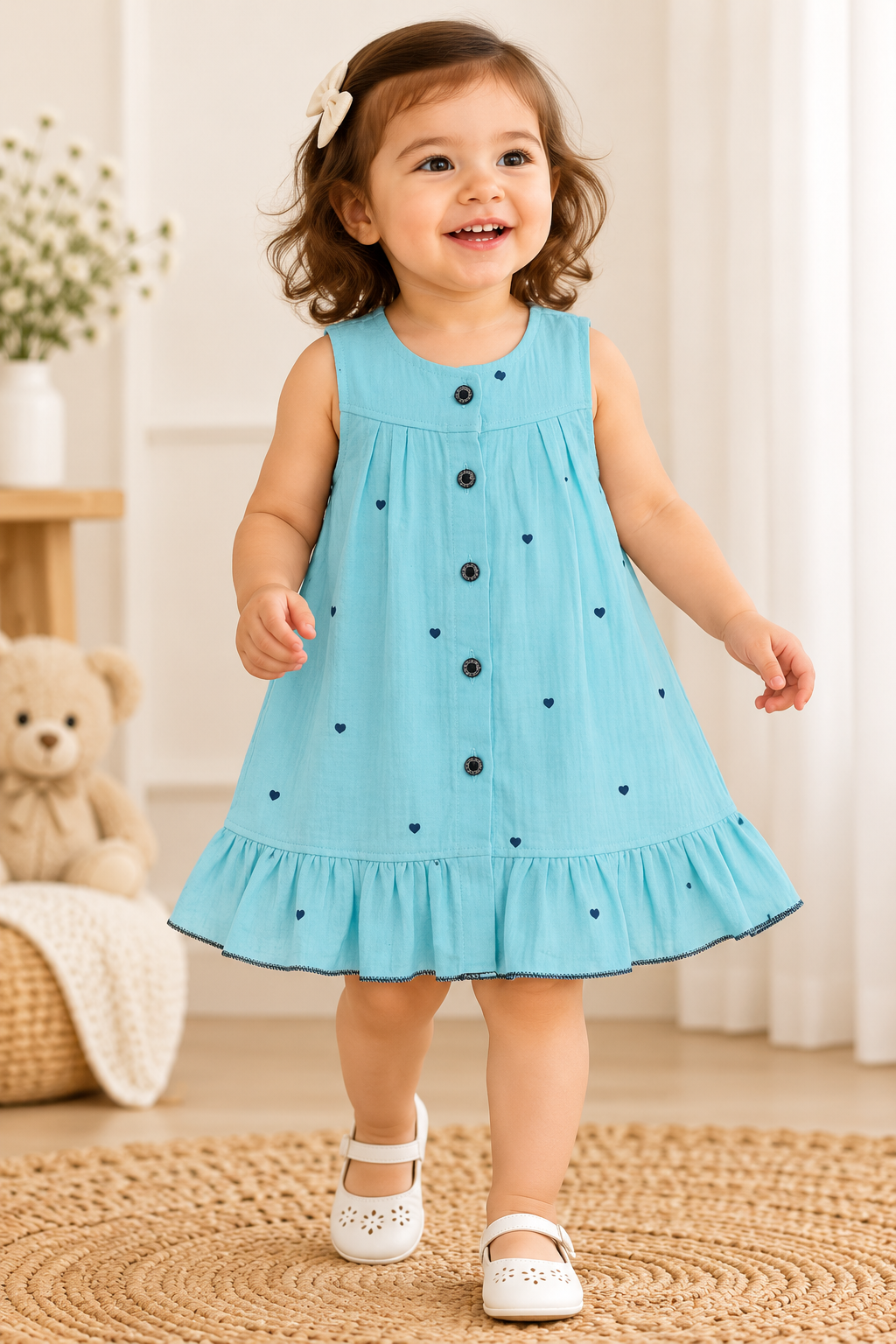 Sleeveless Muslin Frock