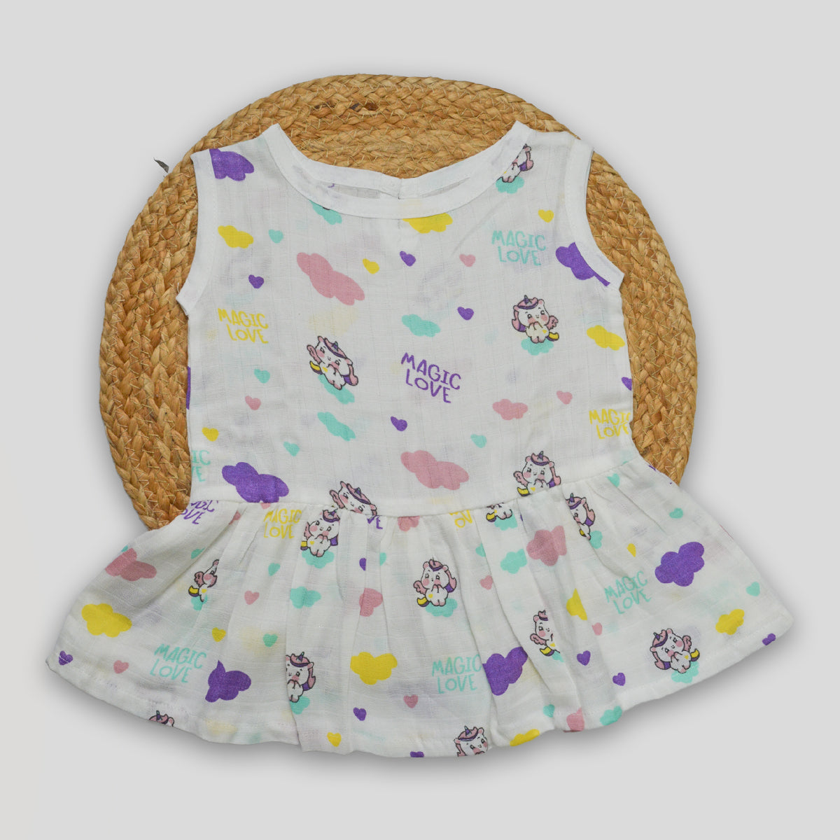 Baby Unicorn Cotton Muslin Frock (6-12 months)
