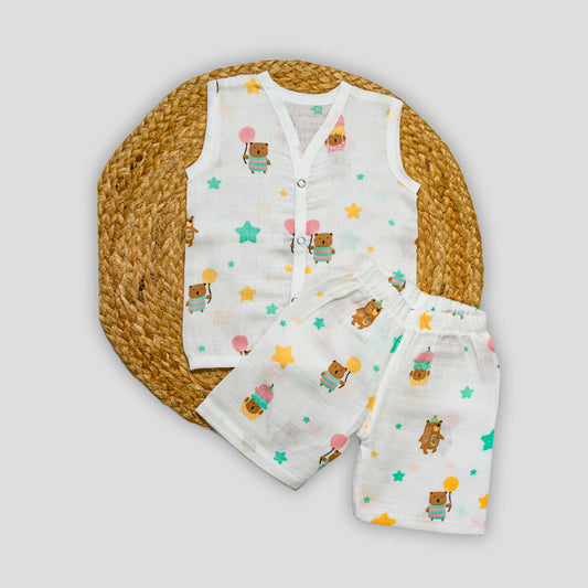 Balloon Bear Muslin Co-Ord Set (3-6 months)